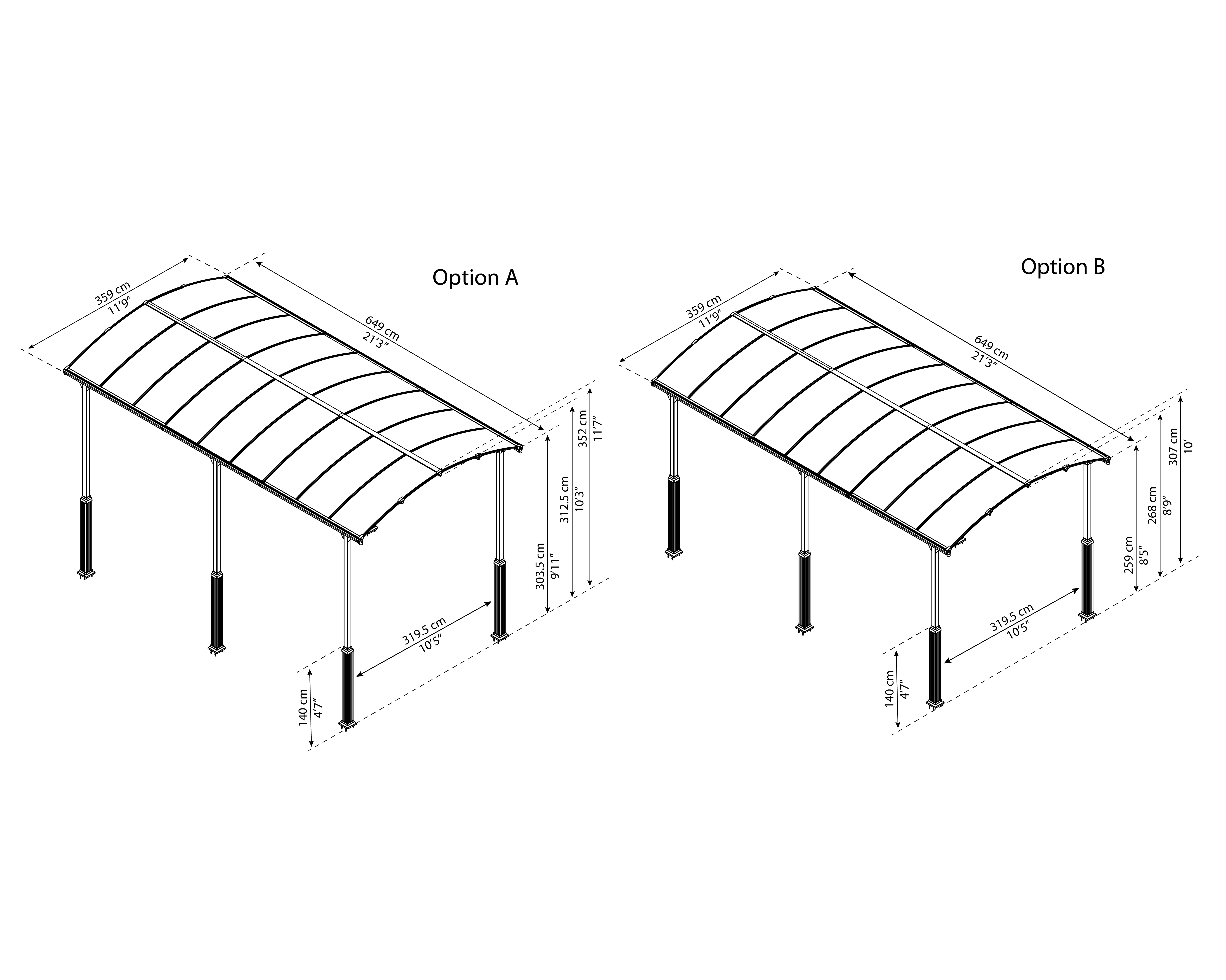 Canopia Alpine 650X360X307 cm RV Carport en Boothuis Donkergrijs Brons