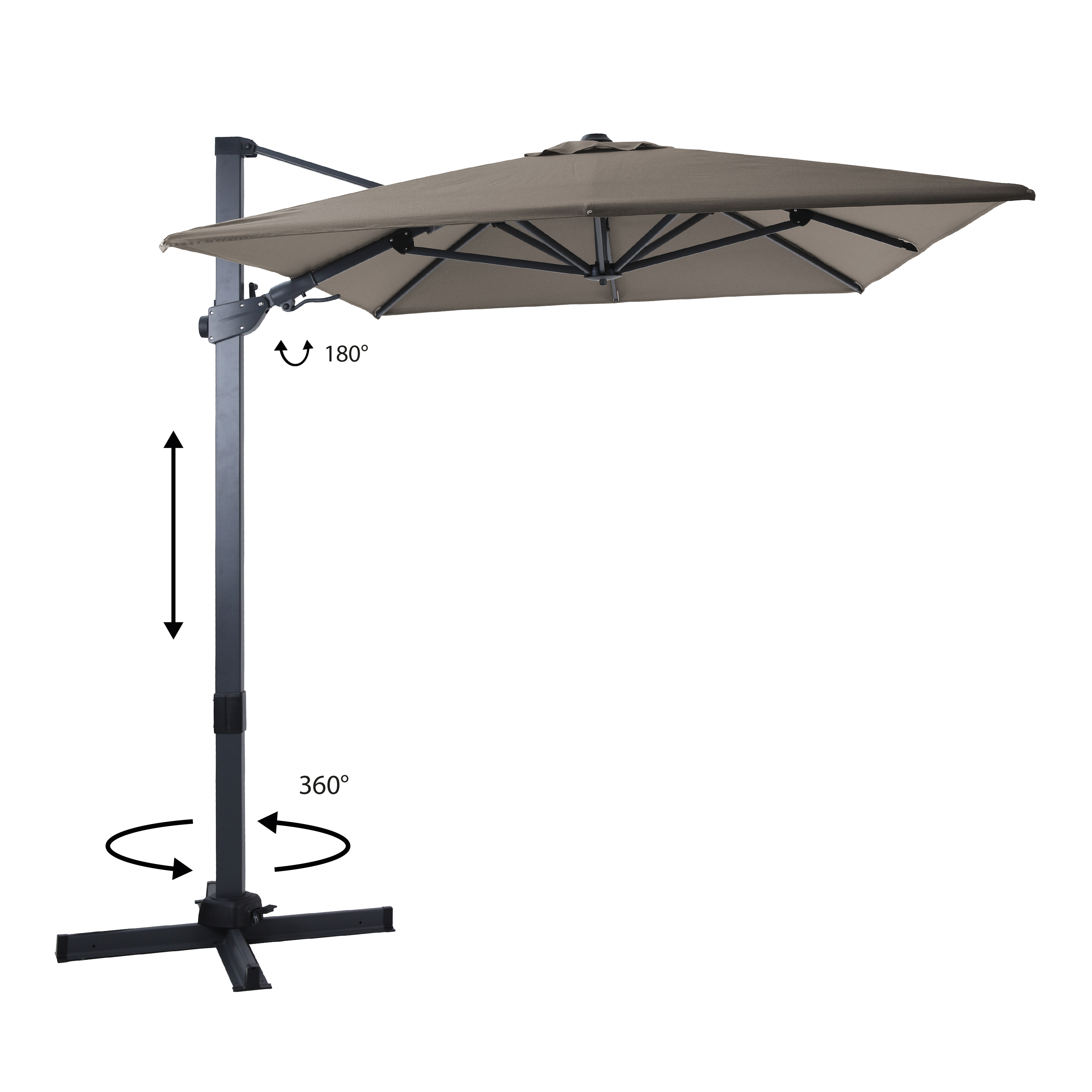 AXI Milad Premium Zweefparasol 200x300cm Antraciet/taupe 