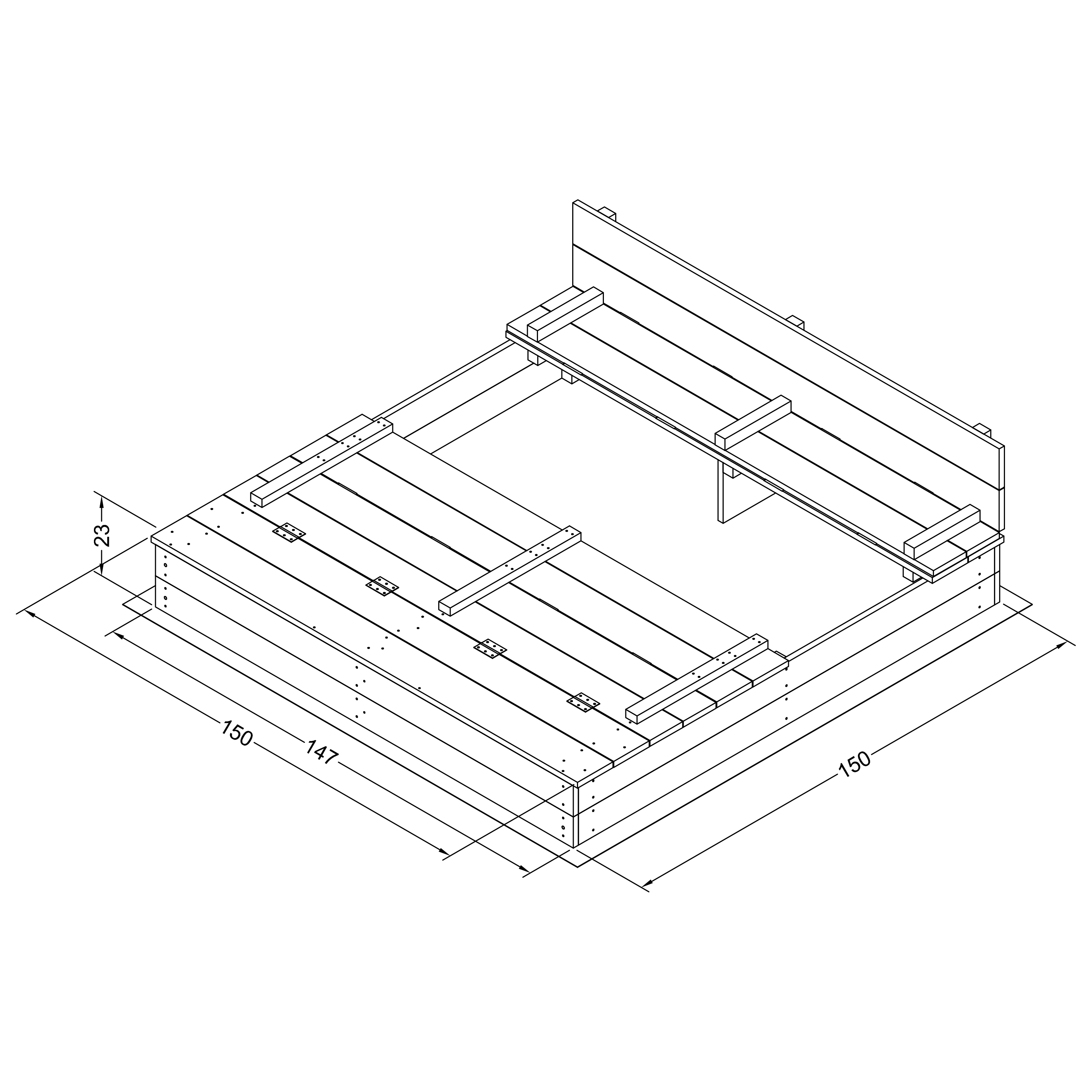 AXI Ella XXL Sandbox 150 x 150 x 20 cm with benches - Grey/Brown