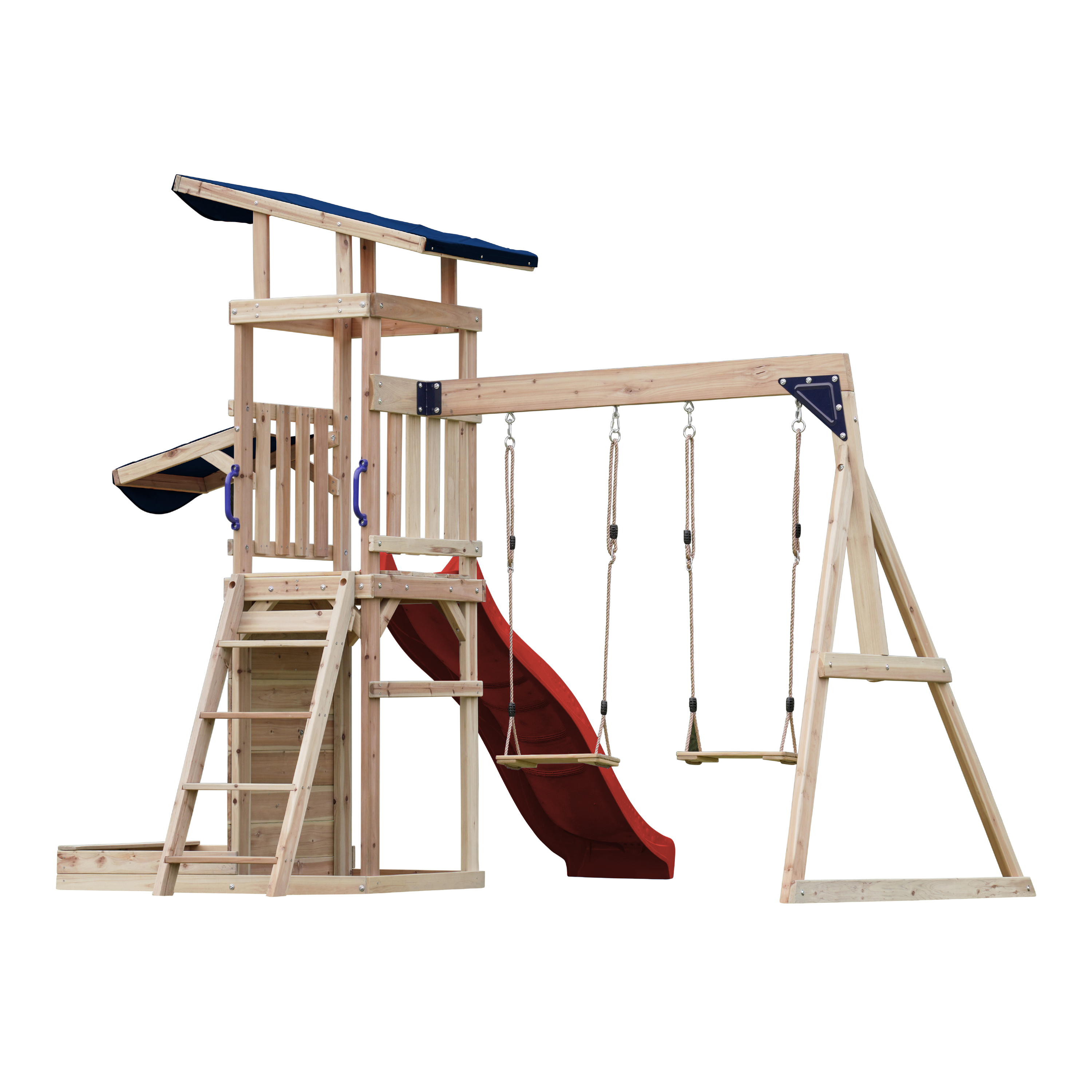 AXI Malik Climbing Frame with Double Swing Set - Red Slide