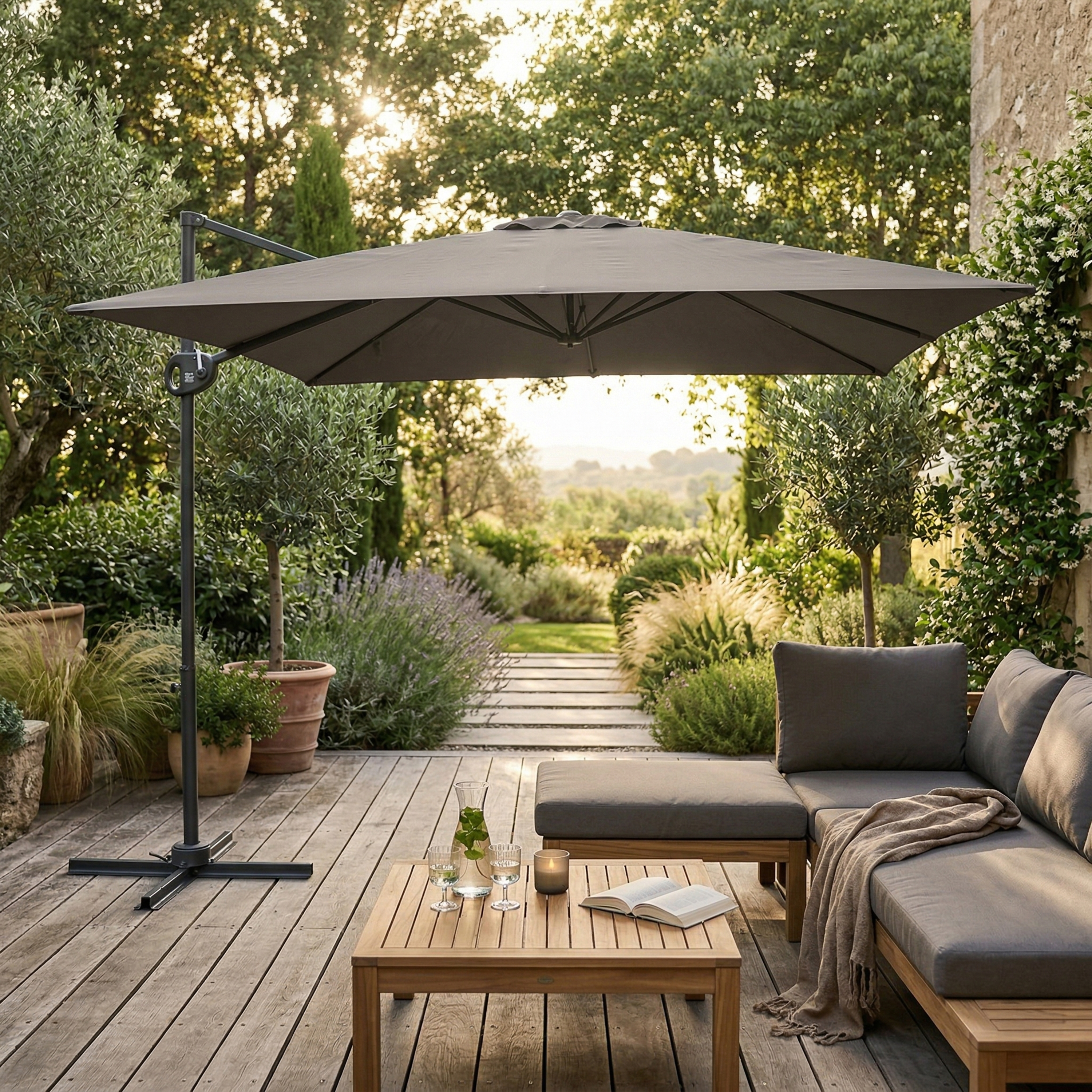 AXI Mira Cantilever Parasol 300x300cm Anthracite/Taupe