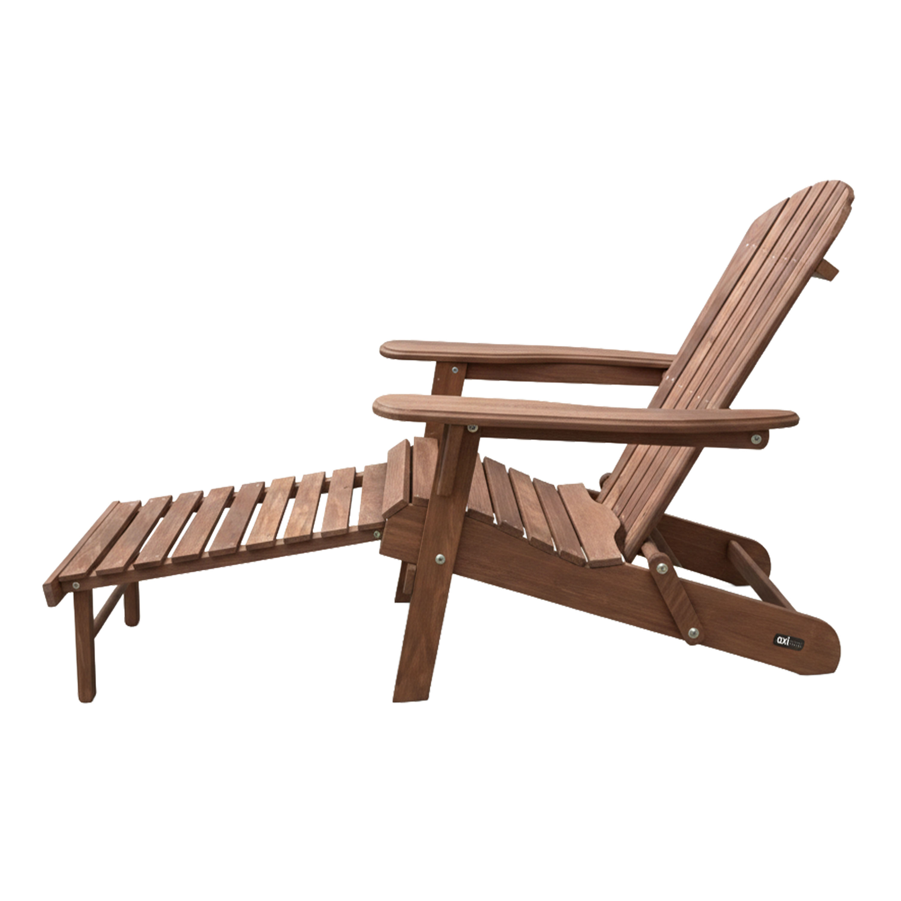 AXI Alexa Folding Adirondack Chair with Footrest Coffee Brown