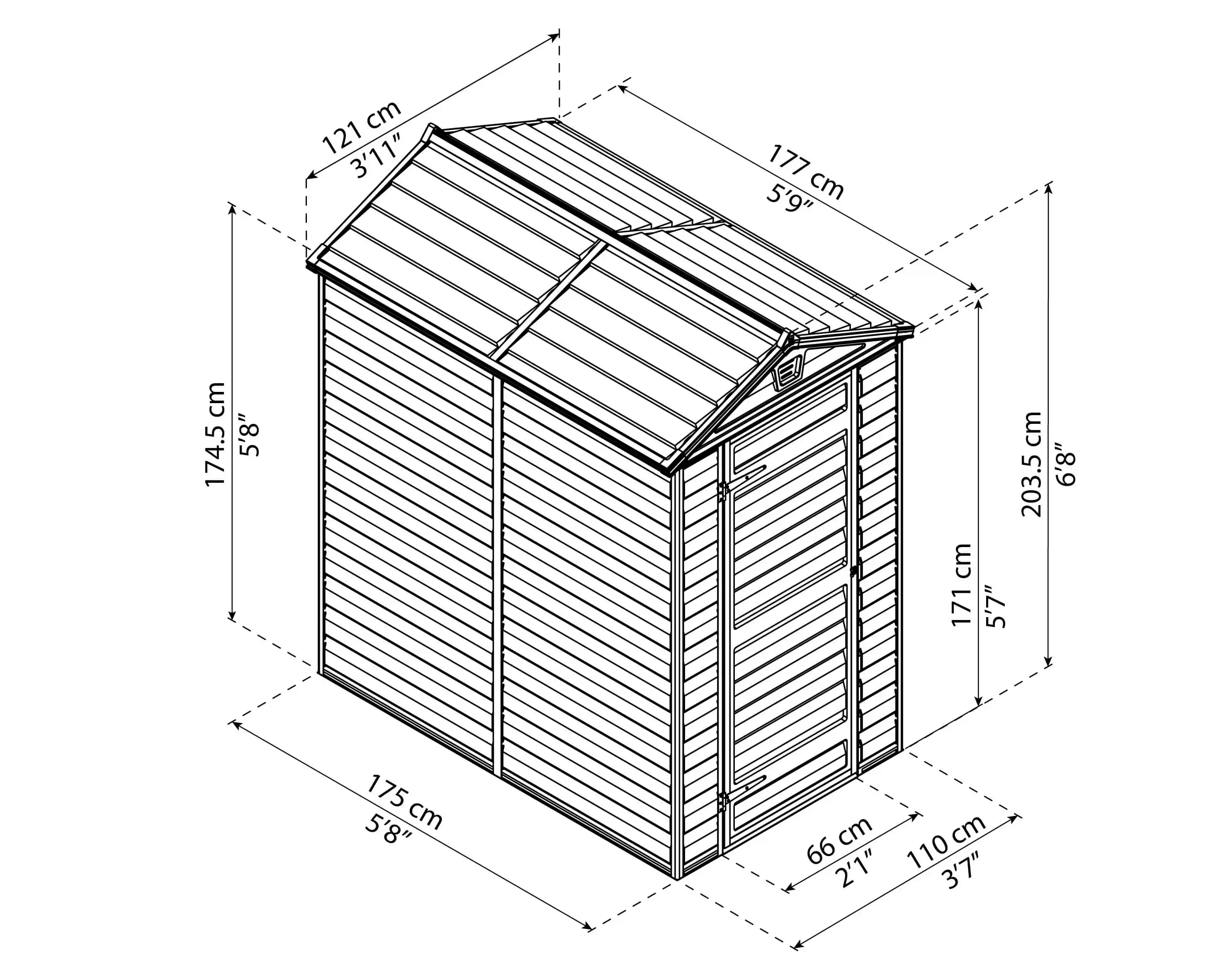 Canopia Skylight 176X120X203 cm Openlucht Opslag en Fietsenschuur Amber
