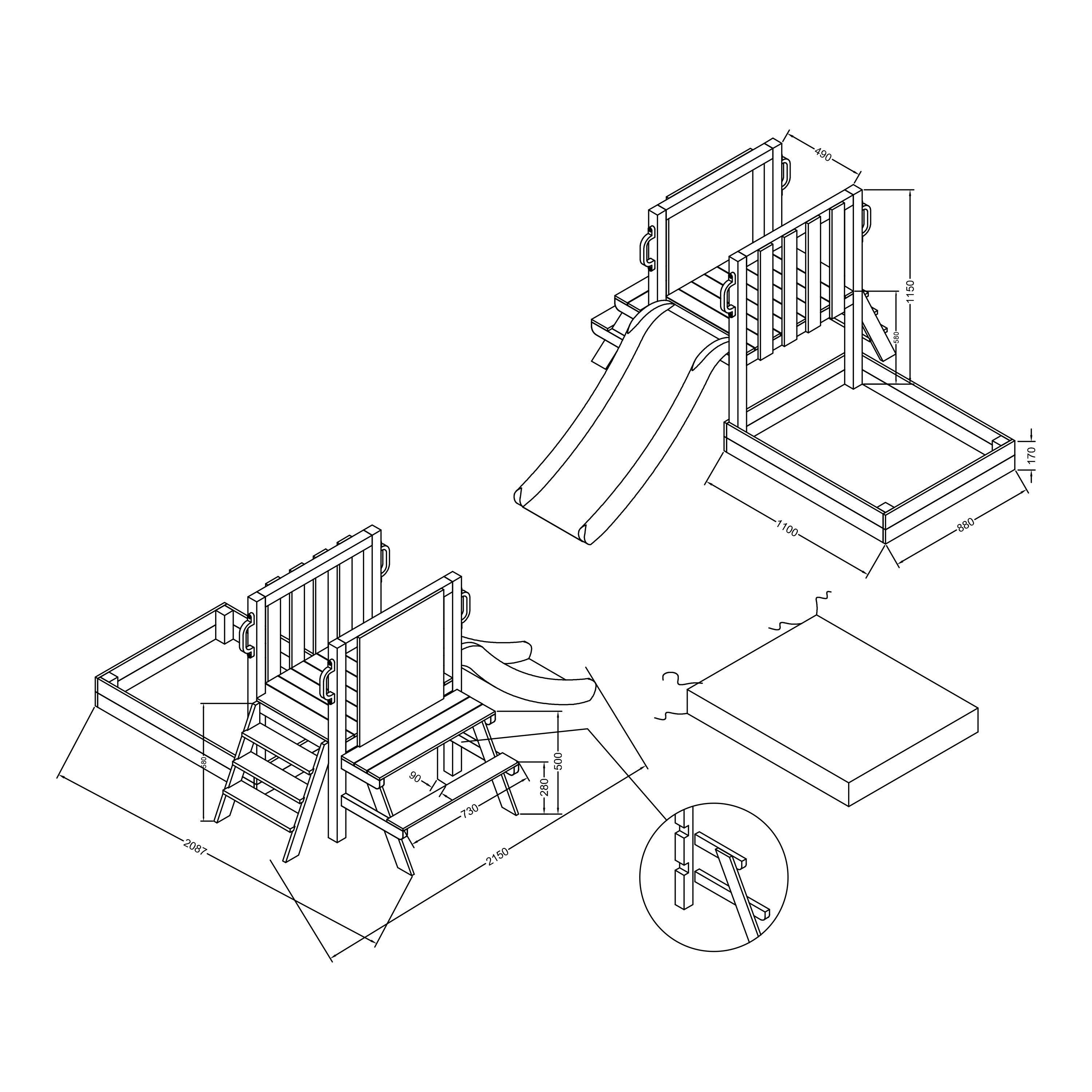 AXI Leah Mini Wooden Playtower with Sandbox. Picnic Table & Chalkboard – Red Slide