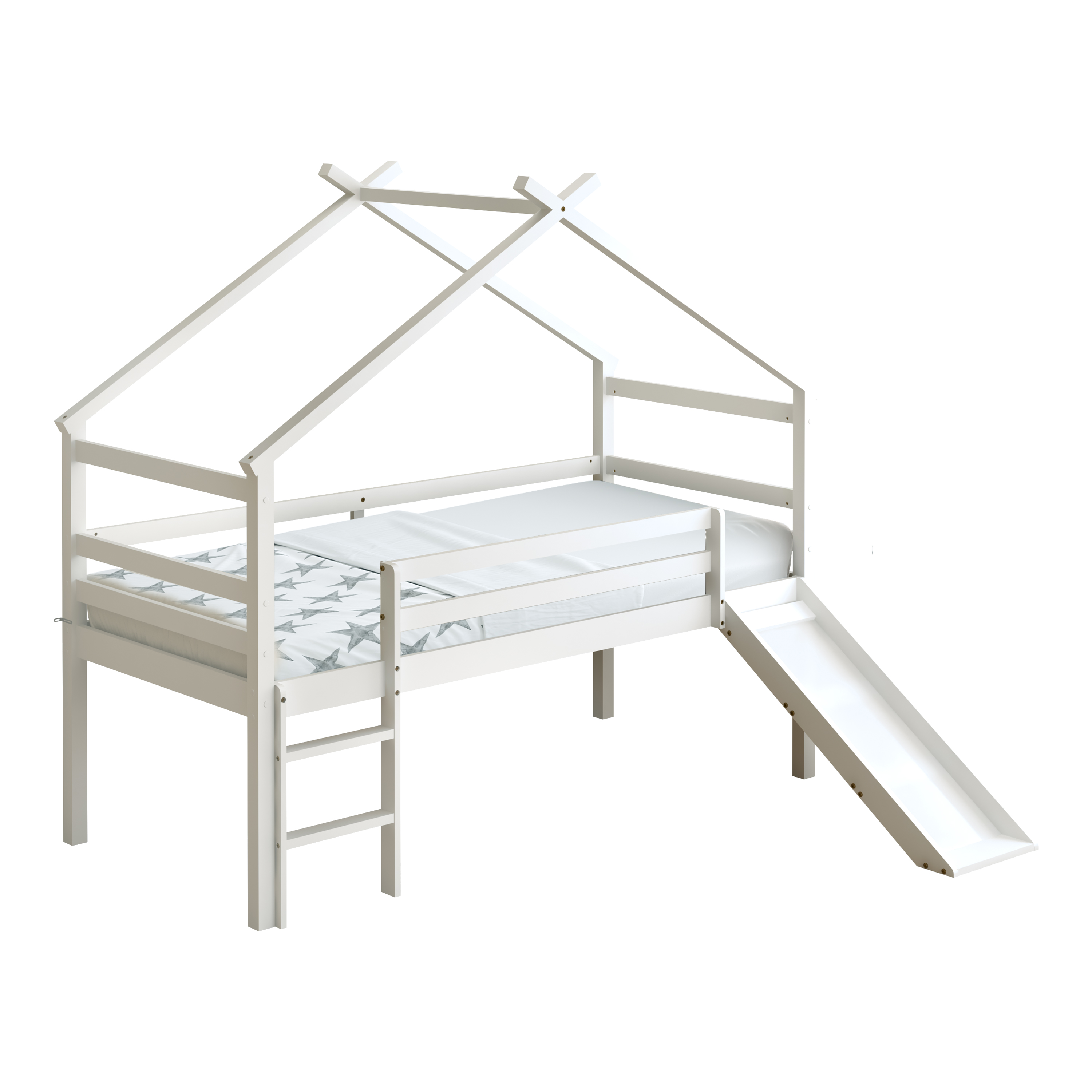 Sunny River Mid Sleeper with Slide White – With Mattress