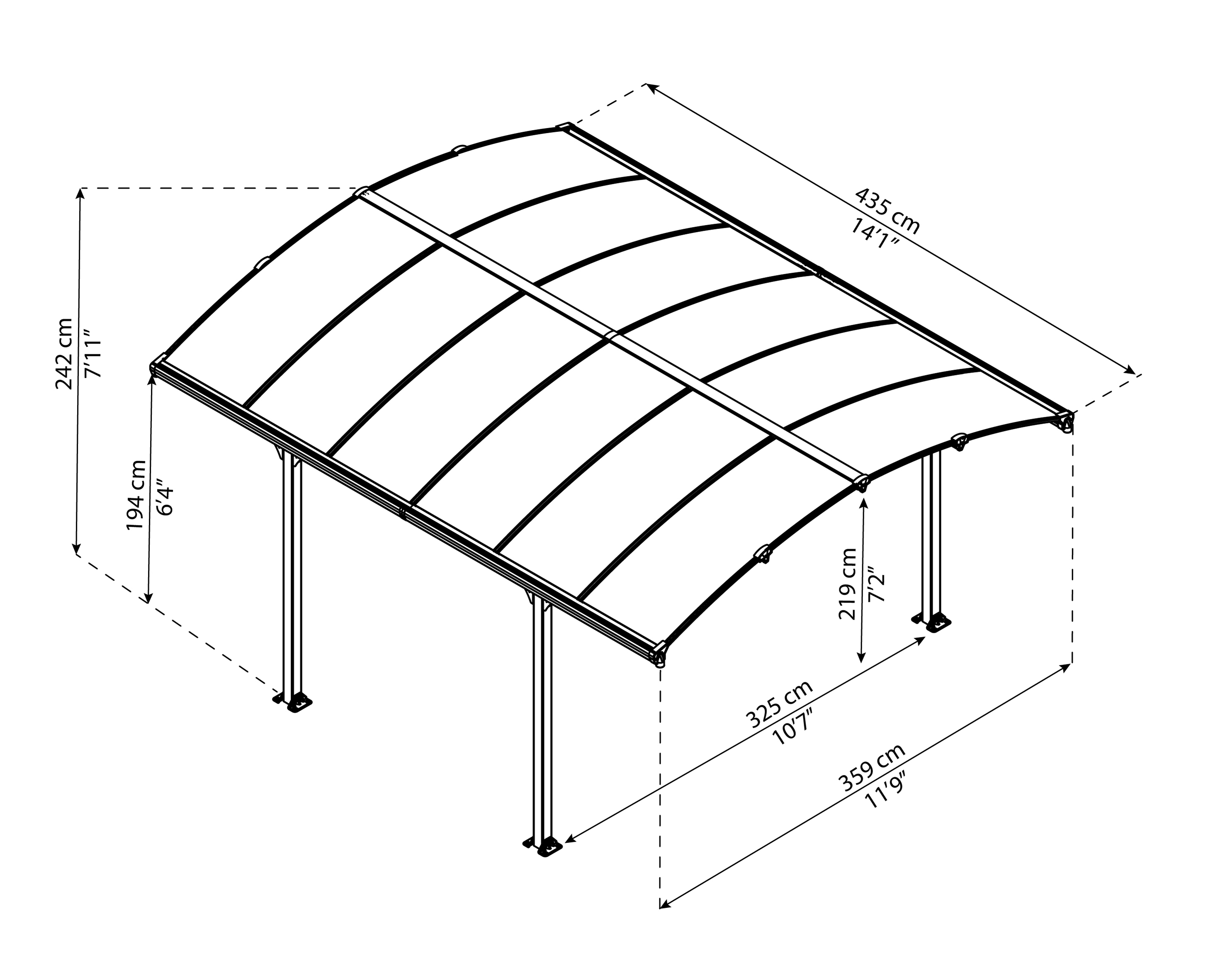 Canopia Tucson 435X360 cm tuinpaviljoen Donkergrijs Brons