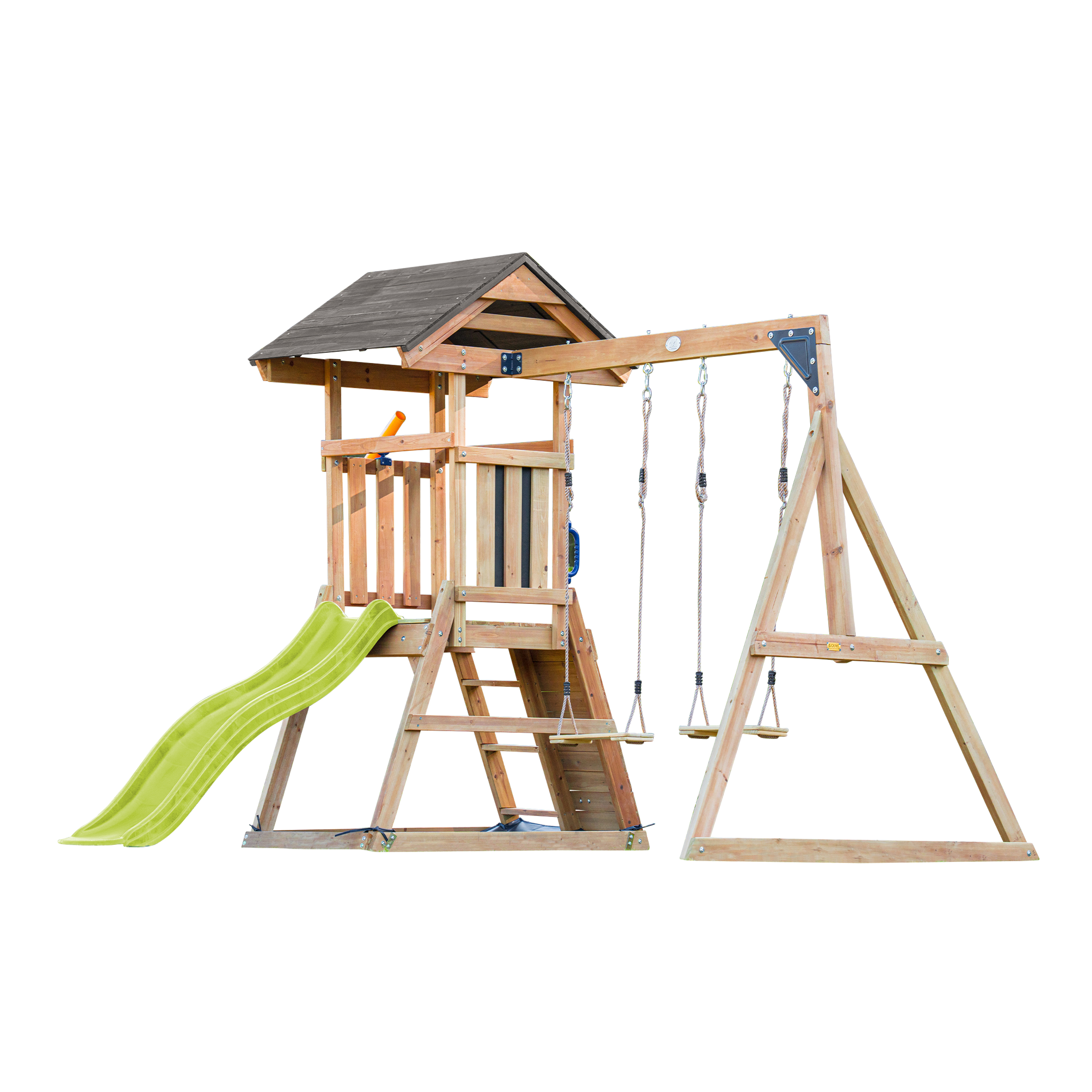 AXI Mia Climbing Frame with Double Swing Set – Lime Green Slide