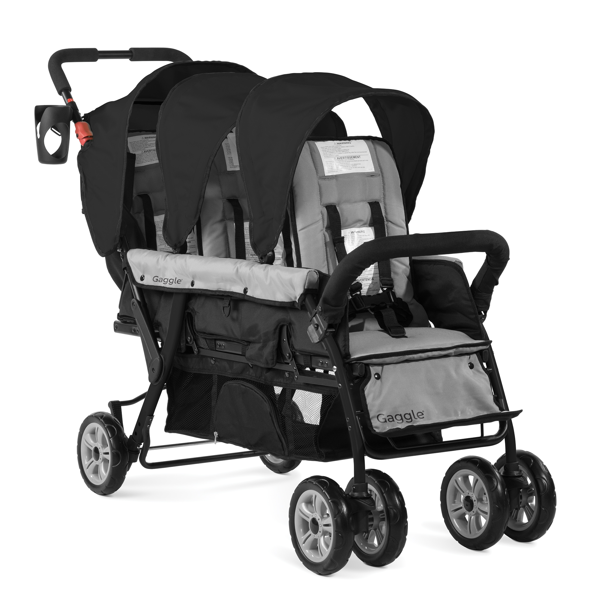 Gaggle Compass kinderwagen / buggy voor 3 kinderen in zwart