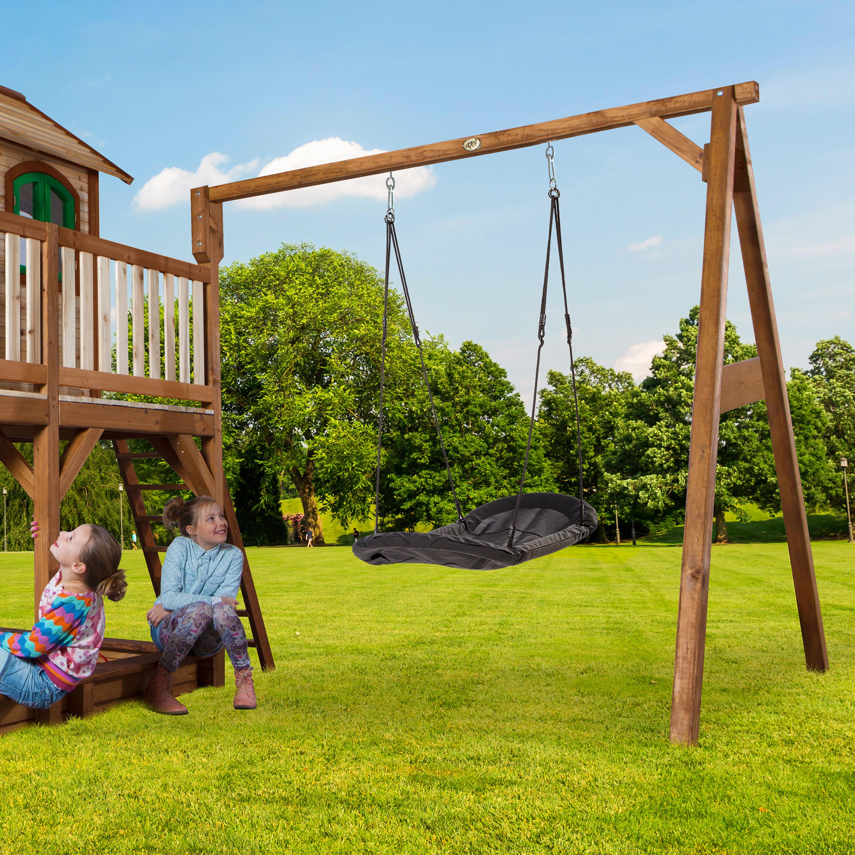 AXI Liam Playhouse with Roxy Nest Swing Set Brown/Green - White Slide