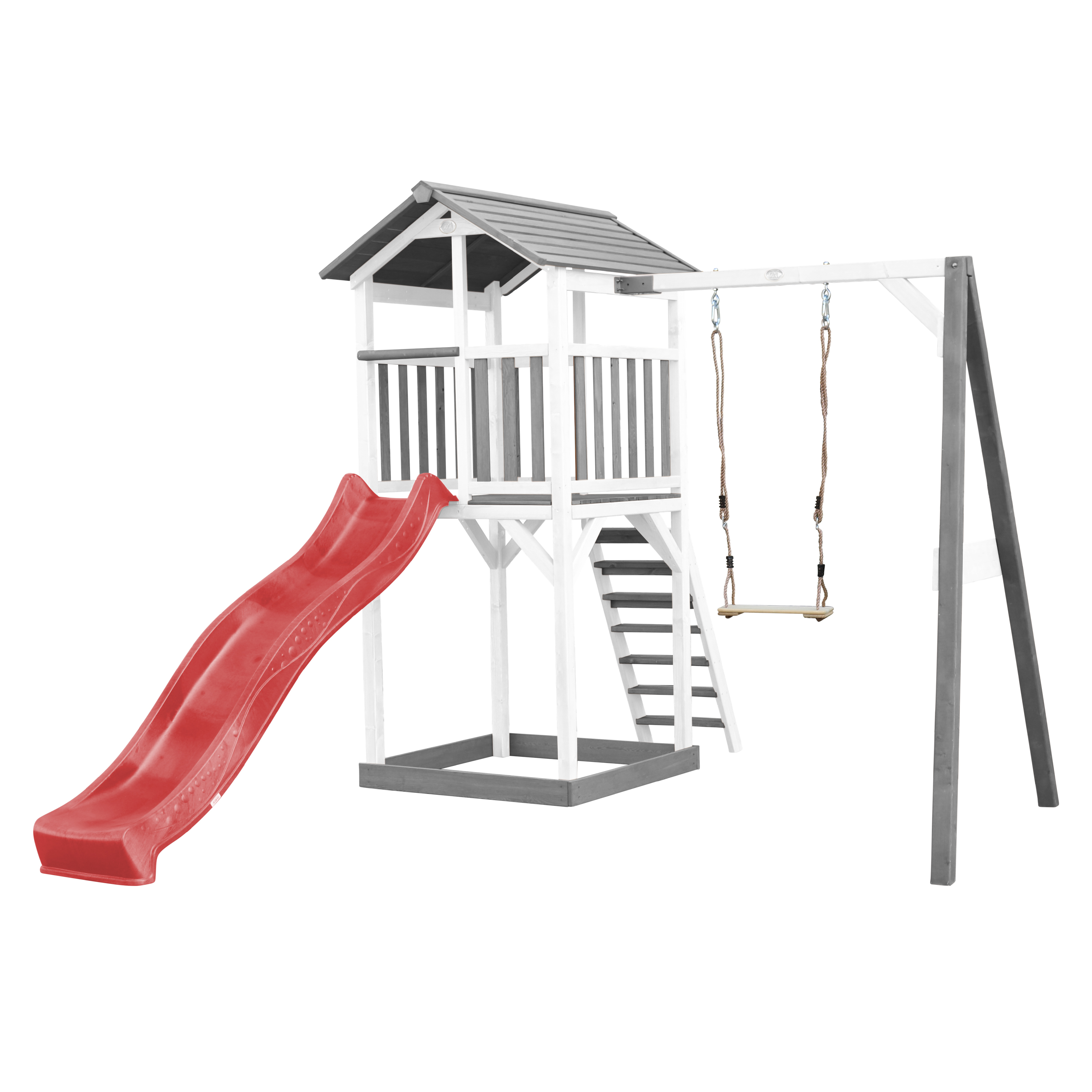 AXI Beach Tower with Single Swing Set Grey/White - Red