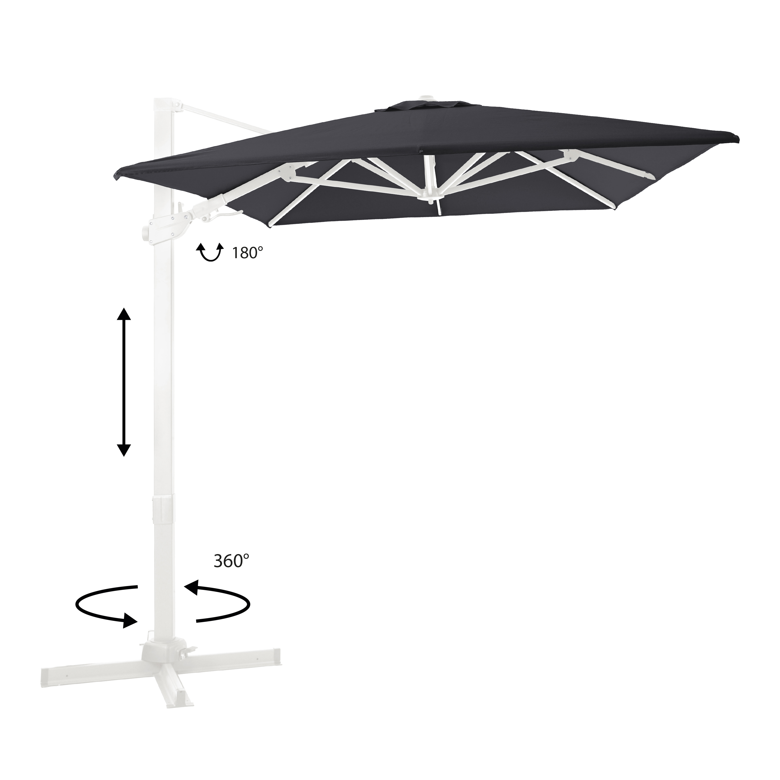 AXI Milad Premium Zweefparasol 200x300cm Wit/grijs