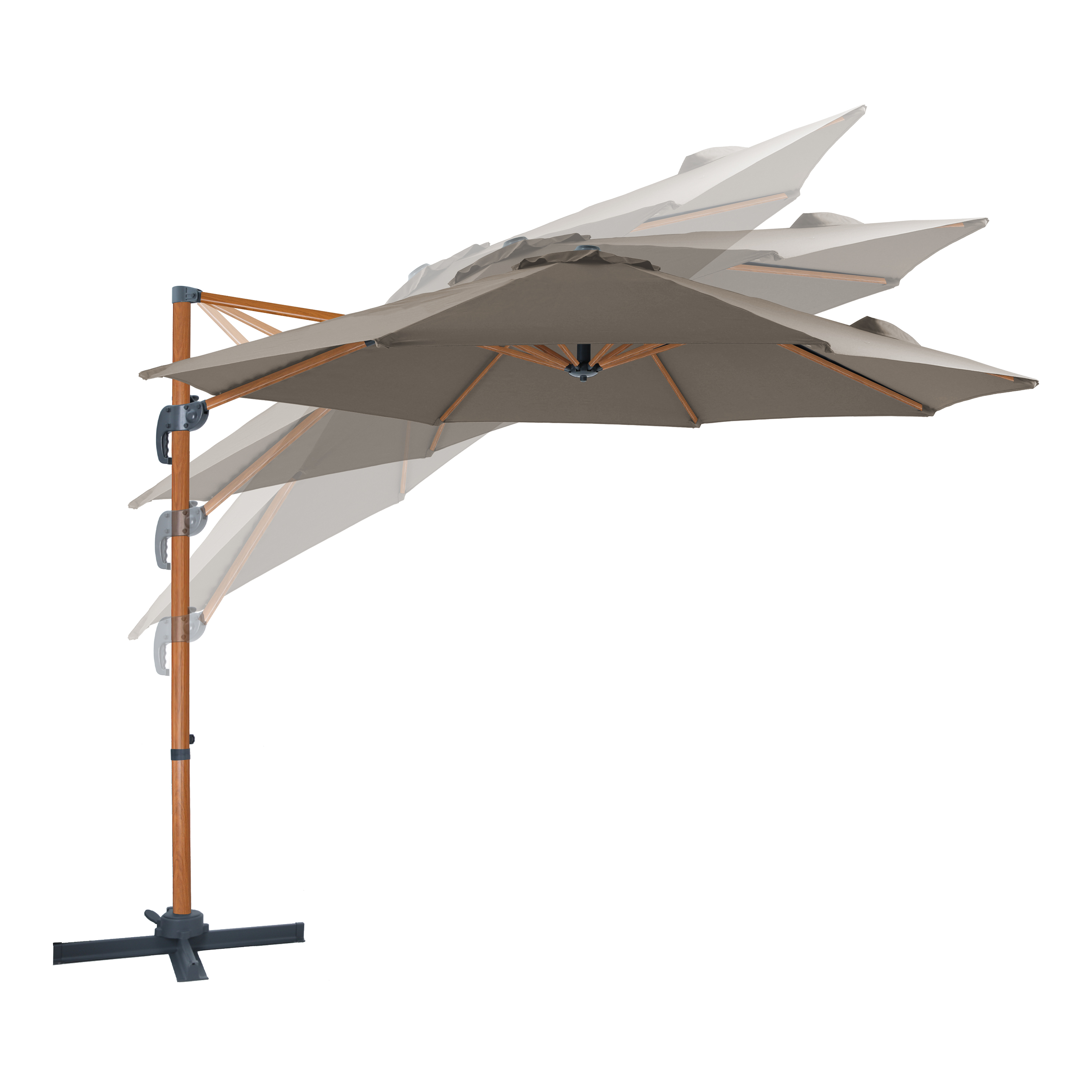 AXI Marisol Cantilever Parasol Ø 300cm Round - Wood-look/Taupe