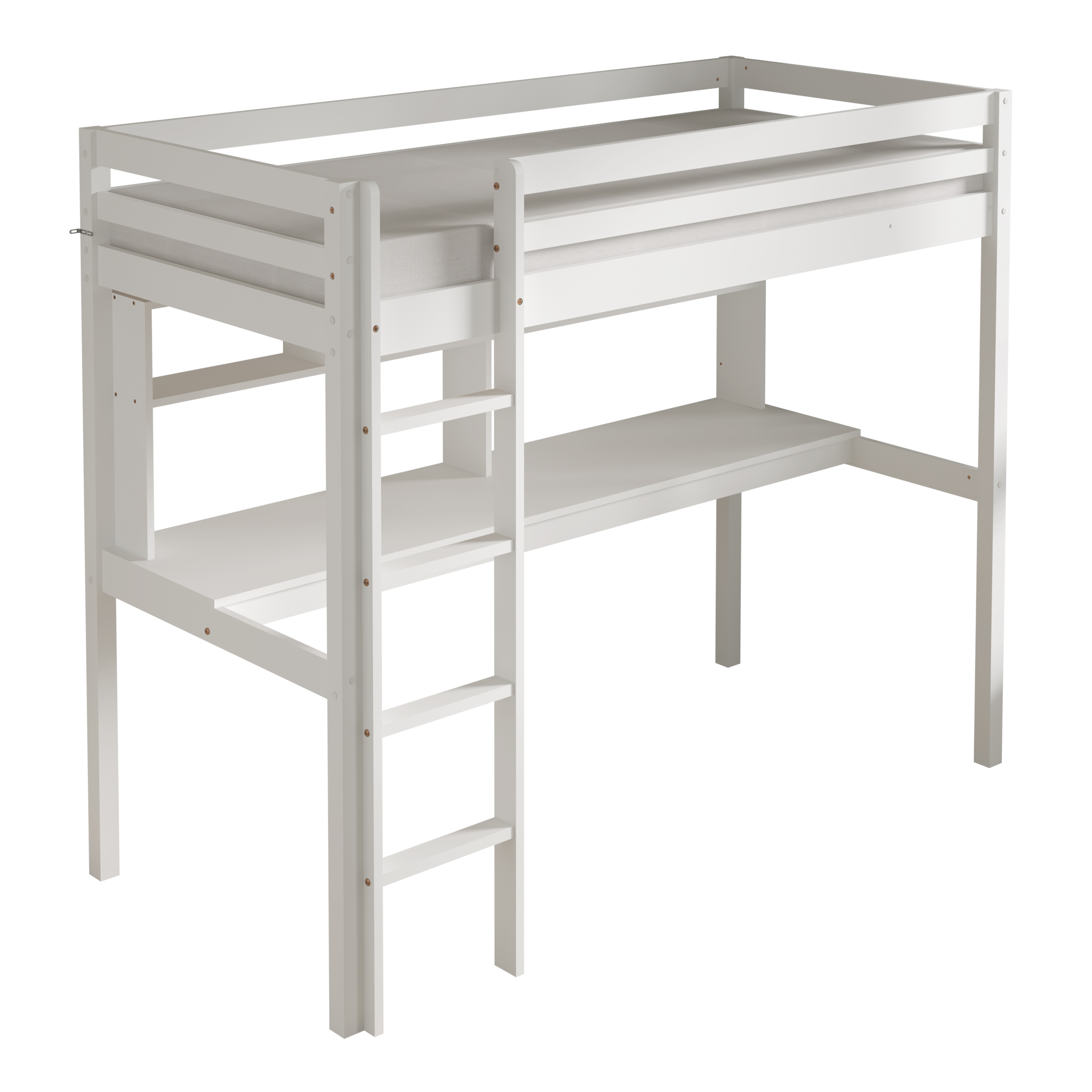 Sunny Sil Loft Bed with Desk White – With Mattress