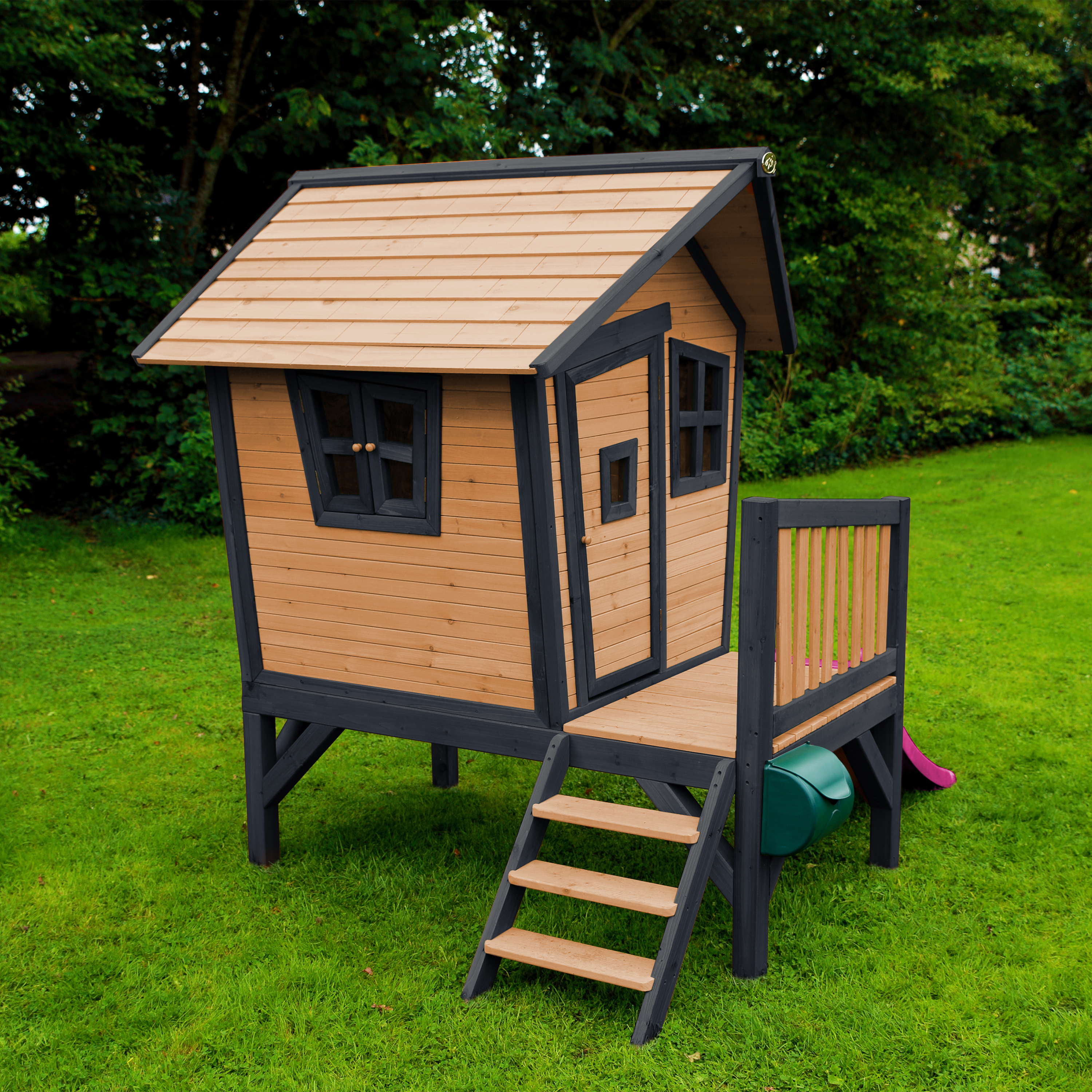 AXI Robin Playhouse Brown/Anthracite - Purple Slide-8720365060465 AXI Robin Playhouse Brown/Anthracite - Purple Slide