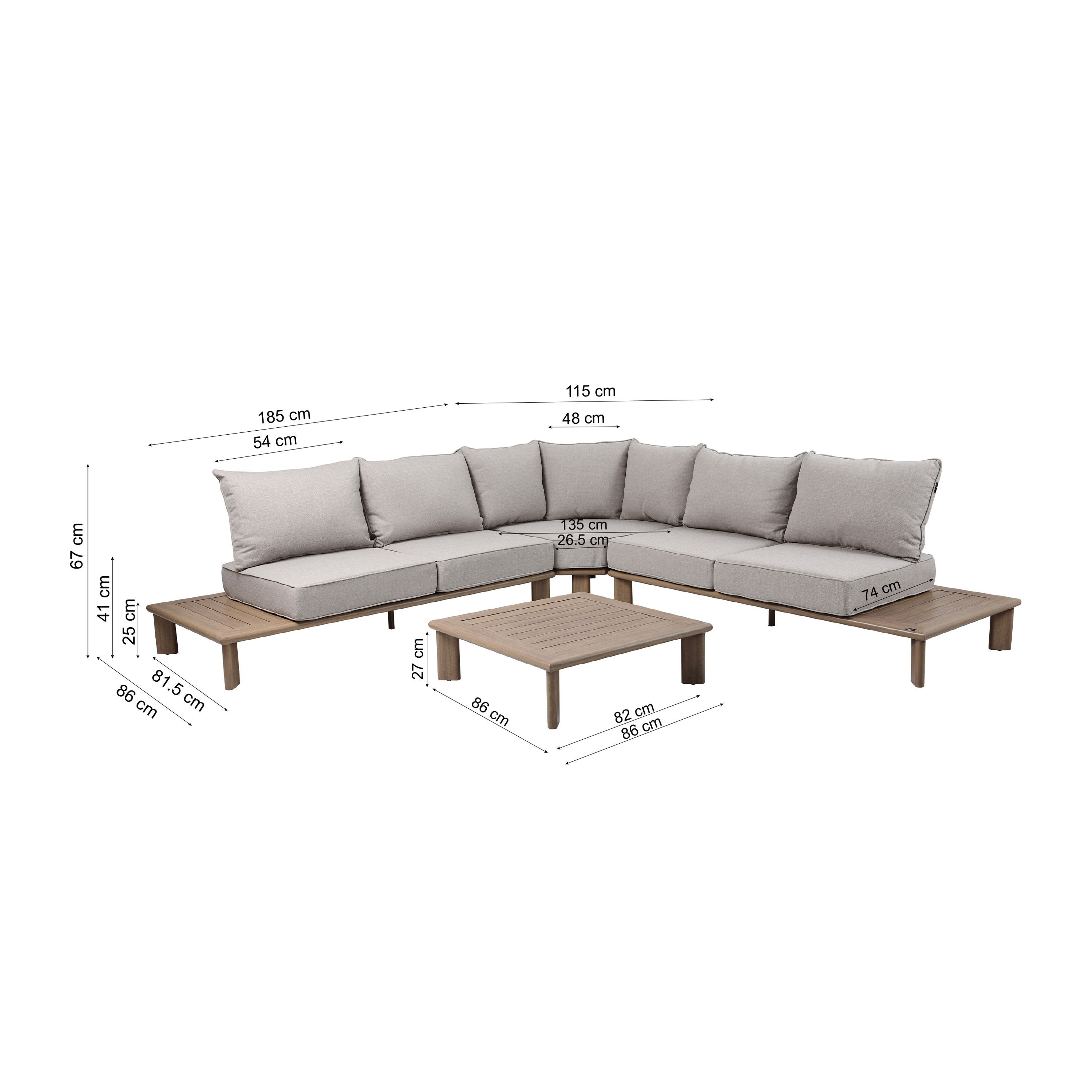 AXI Avery Lounge Set with Side Tables Wood-Look with Beige