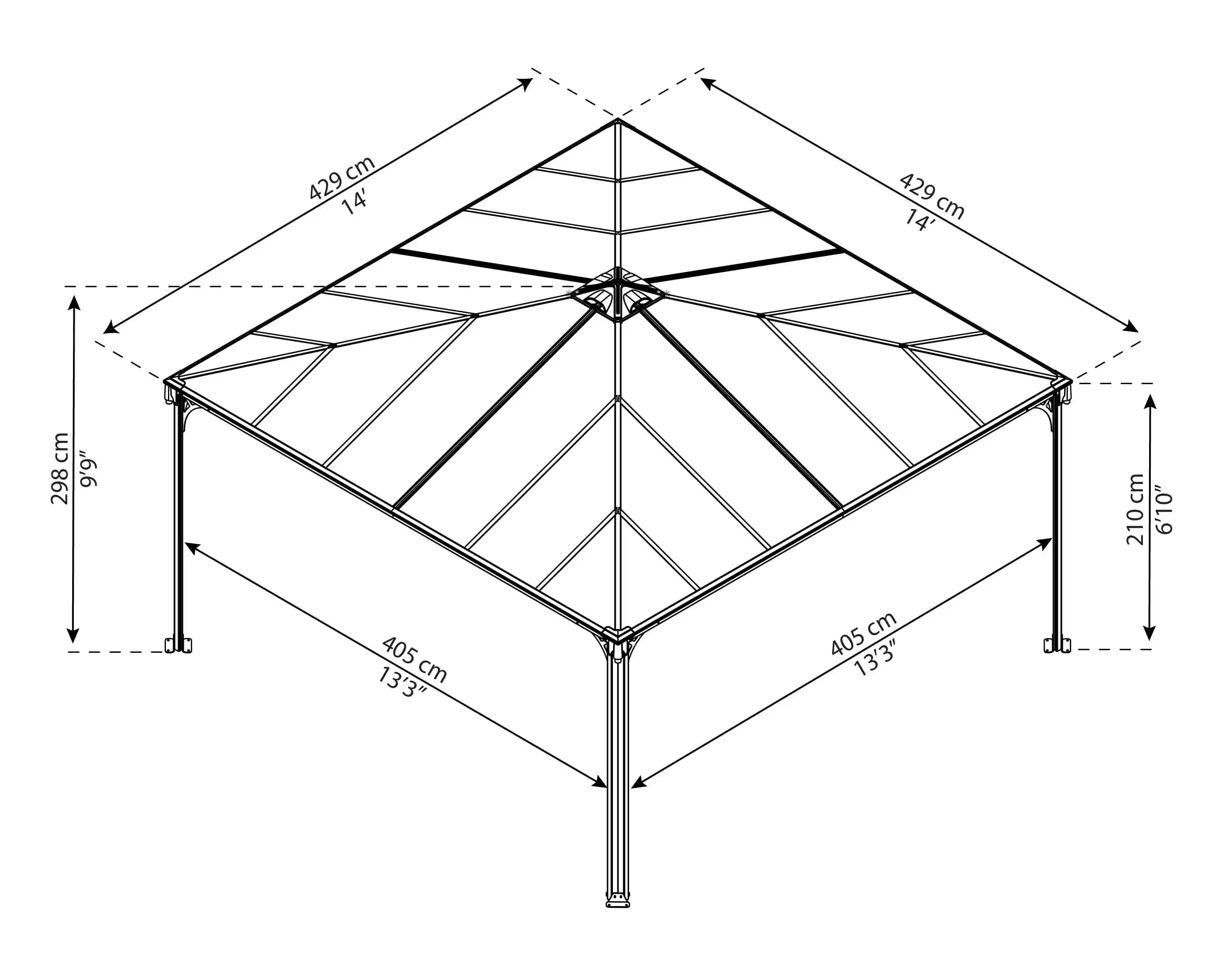 Canopia Palermo 430X430 cm tuinpaviljoen Donkergrijs Brons