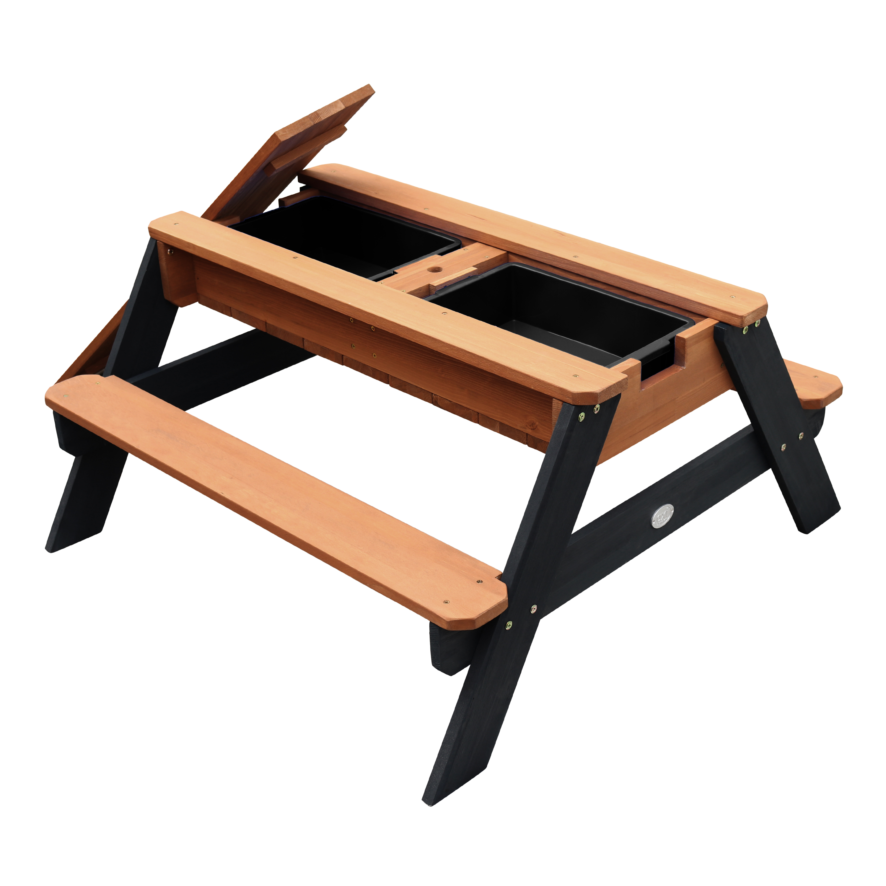 AXI Nick Sand & Water Picnic Table Anthracite/Brown - Umbrella Blue/White