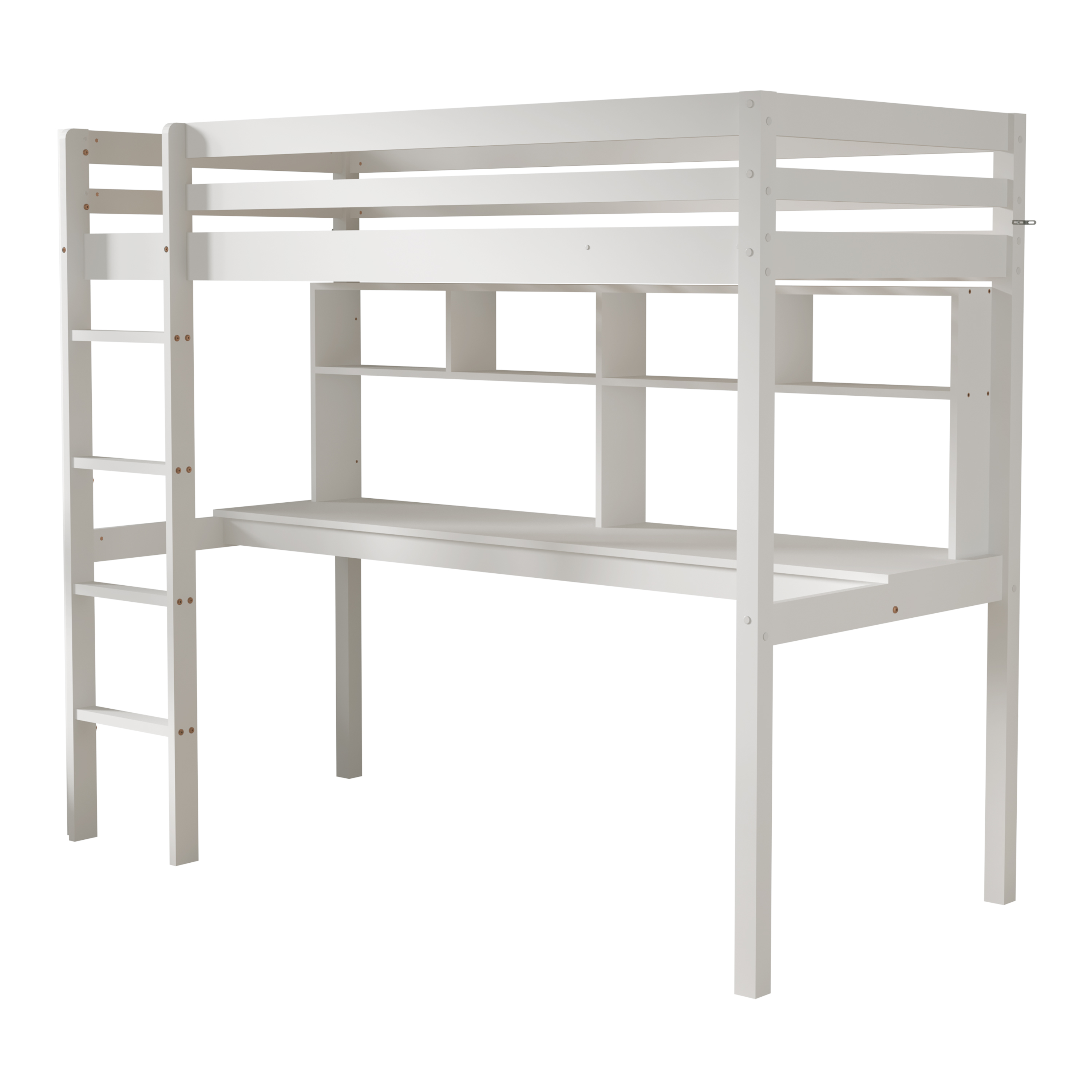 Sunny Sil Loft Bed with Desk White – With Mattress