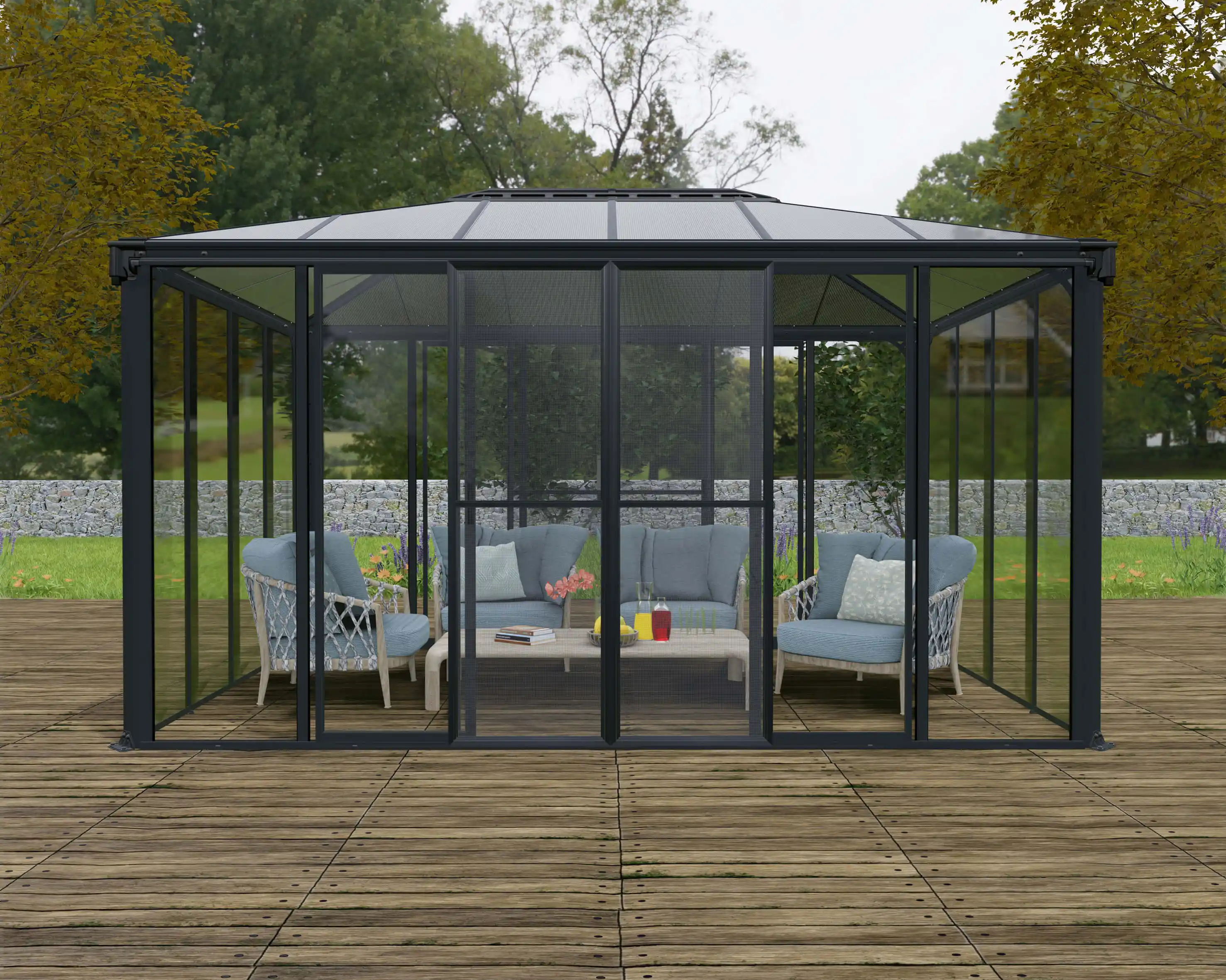 Canopia Ledro 430X296 cm Gesloten tuinpaviljoen Donkergrijs Brons