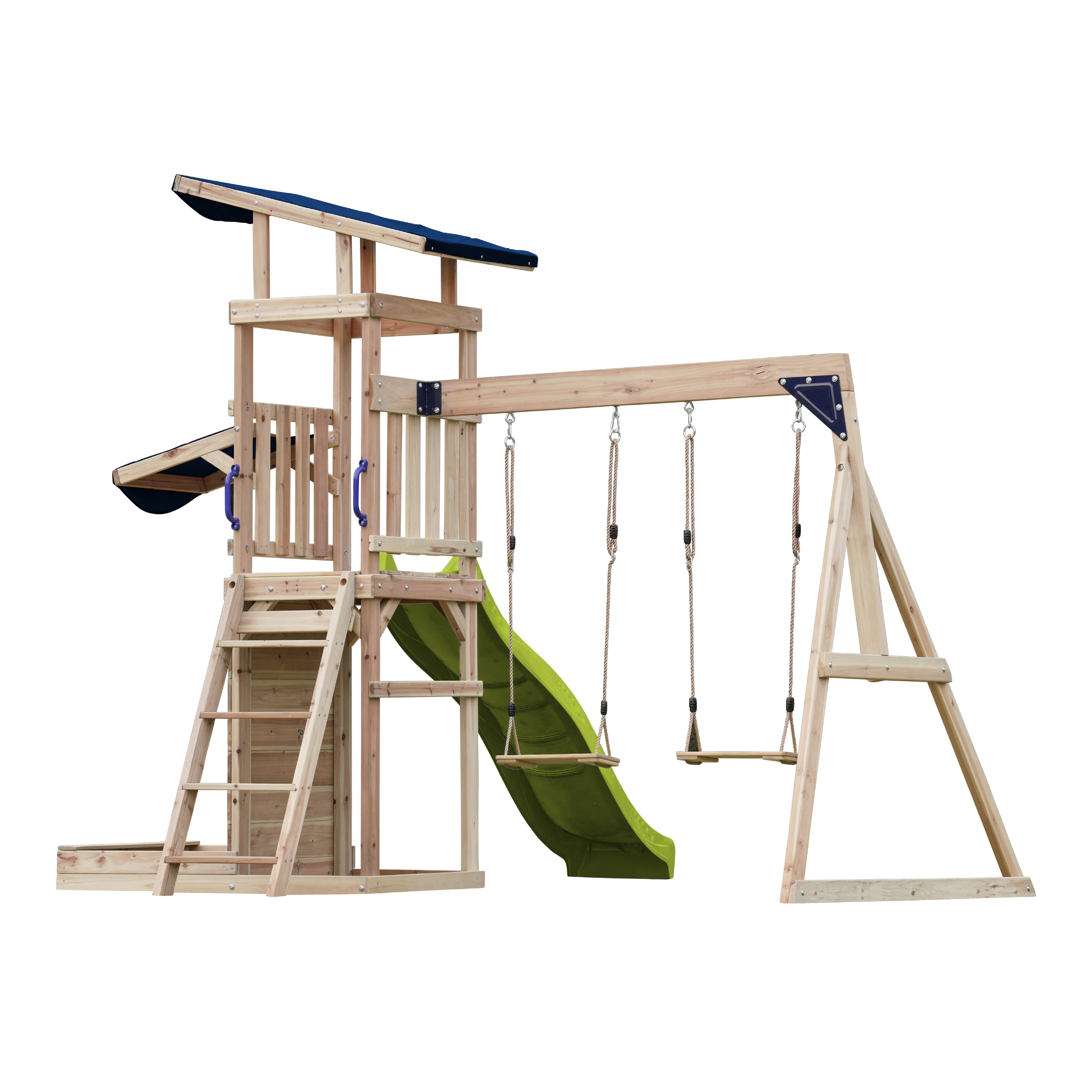 AXI Malik Play Set with Double Swing Brown - Lime green Slide 