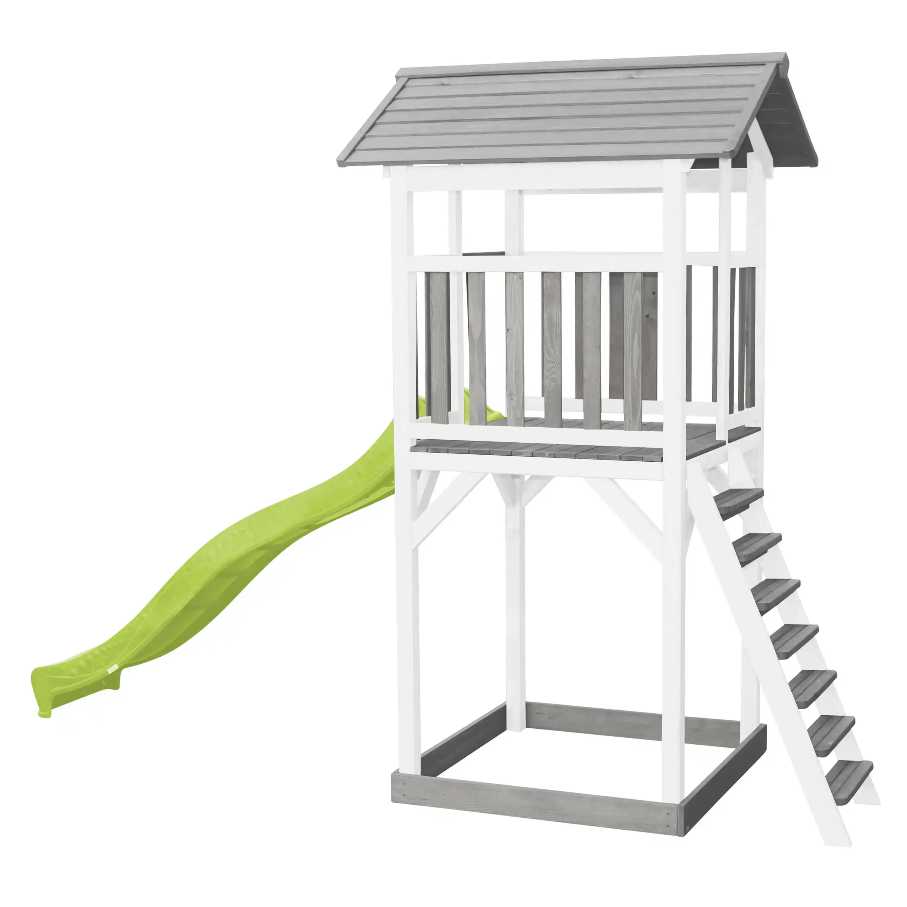 AXI Beach Tower Speeltoren Grijs/wit - Limoen groene glijbaan