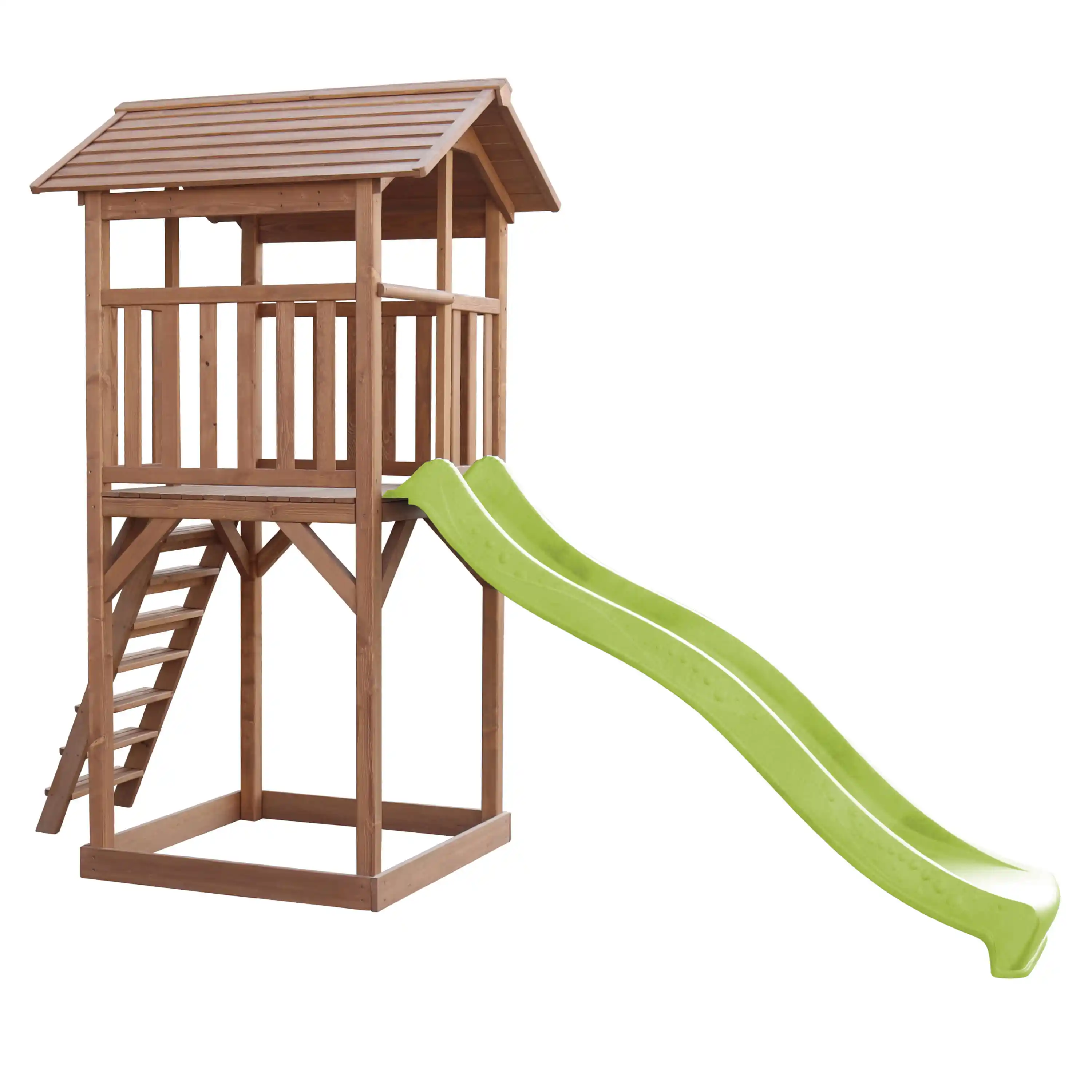 AXI Beach Tower Speeltoren Bruin - Limoen groene Glijbaan