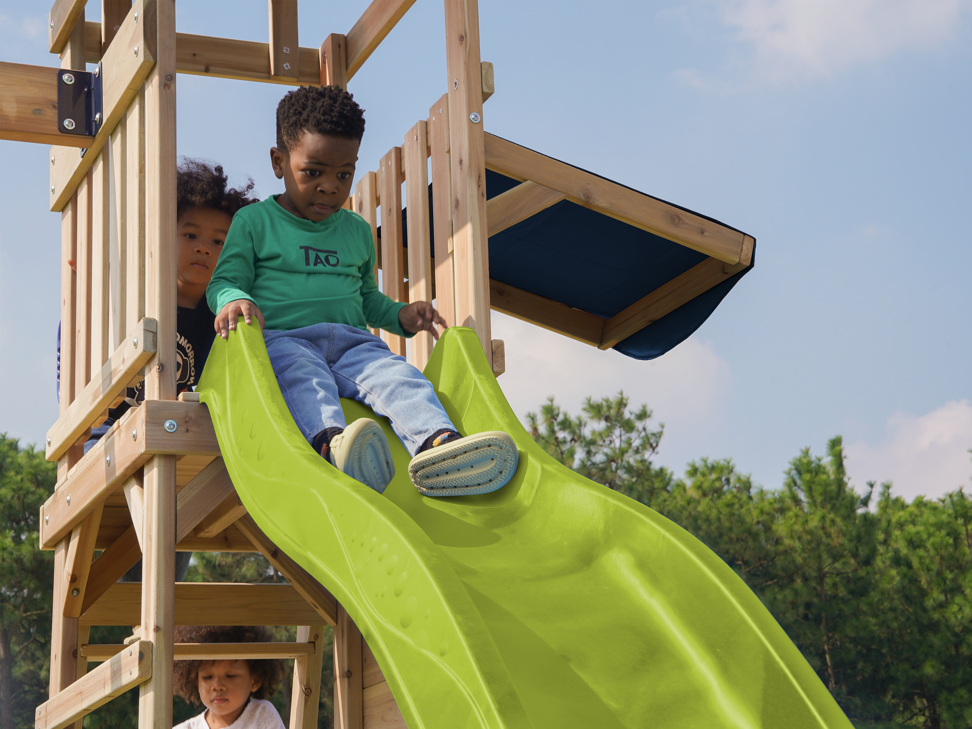 AXI Malik Climbing Frame with Double Swing Set - Lime Green Slide