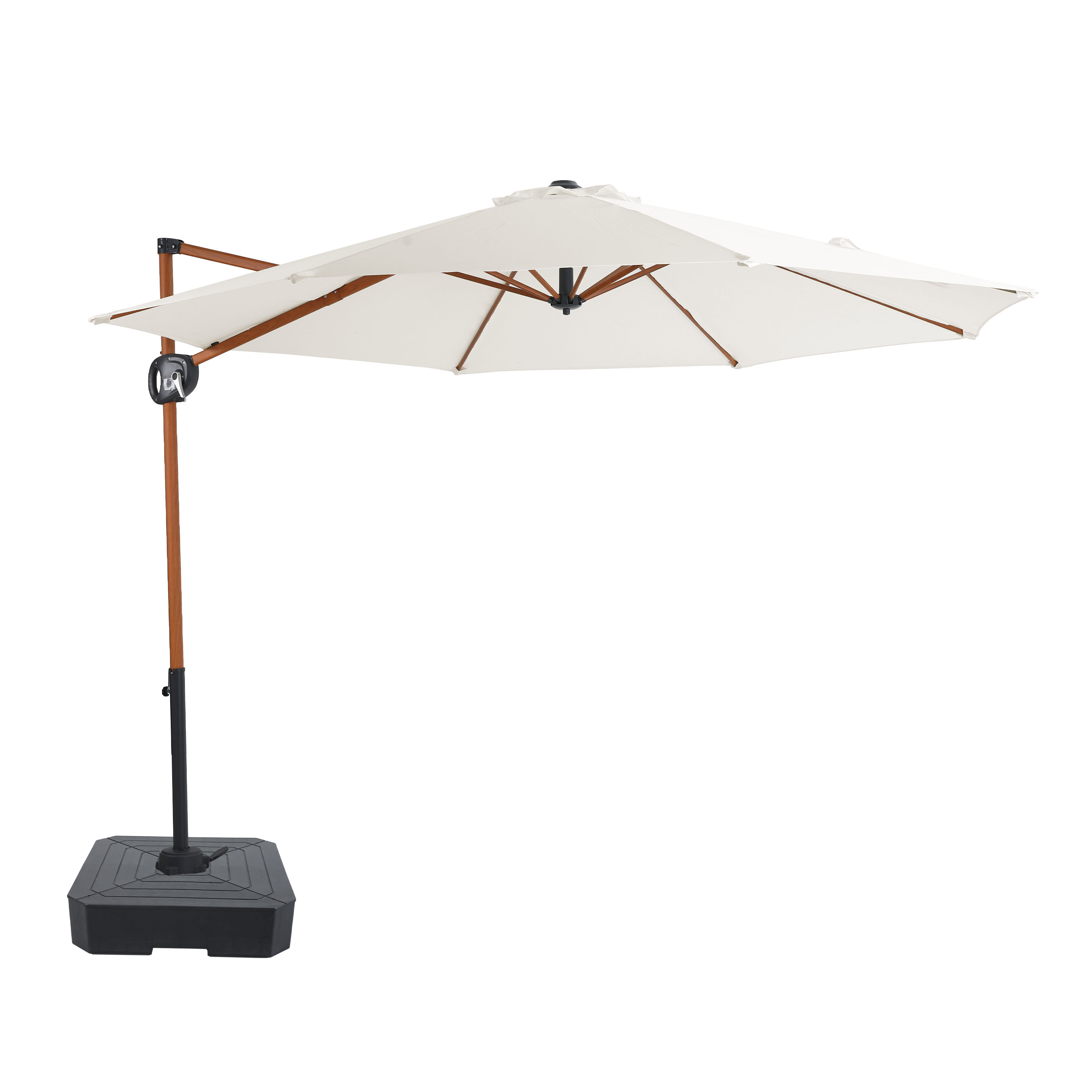 AXI Solea Cantilever Parasol Ø 300 cm incl. fillable parasol base Wood-look/Beige – Complete Set