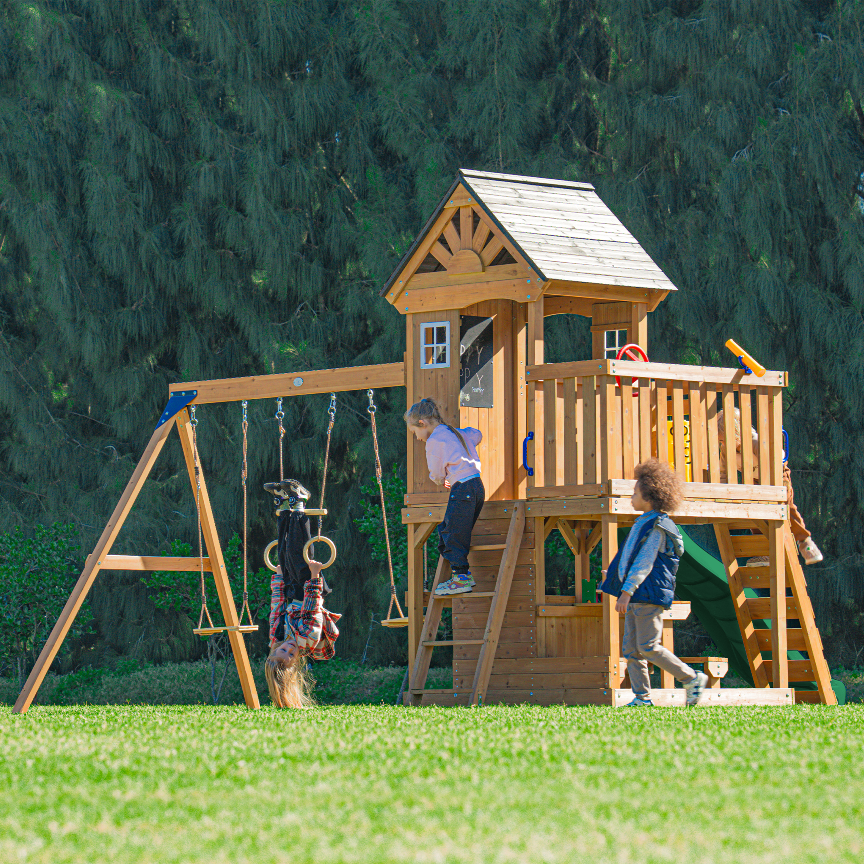 AXI Jack Climbing Frame with Double Swing and Trapeze – Green Slide