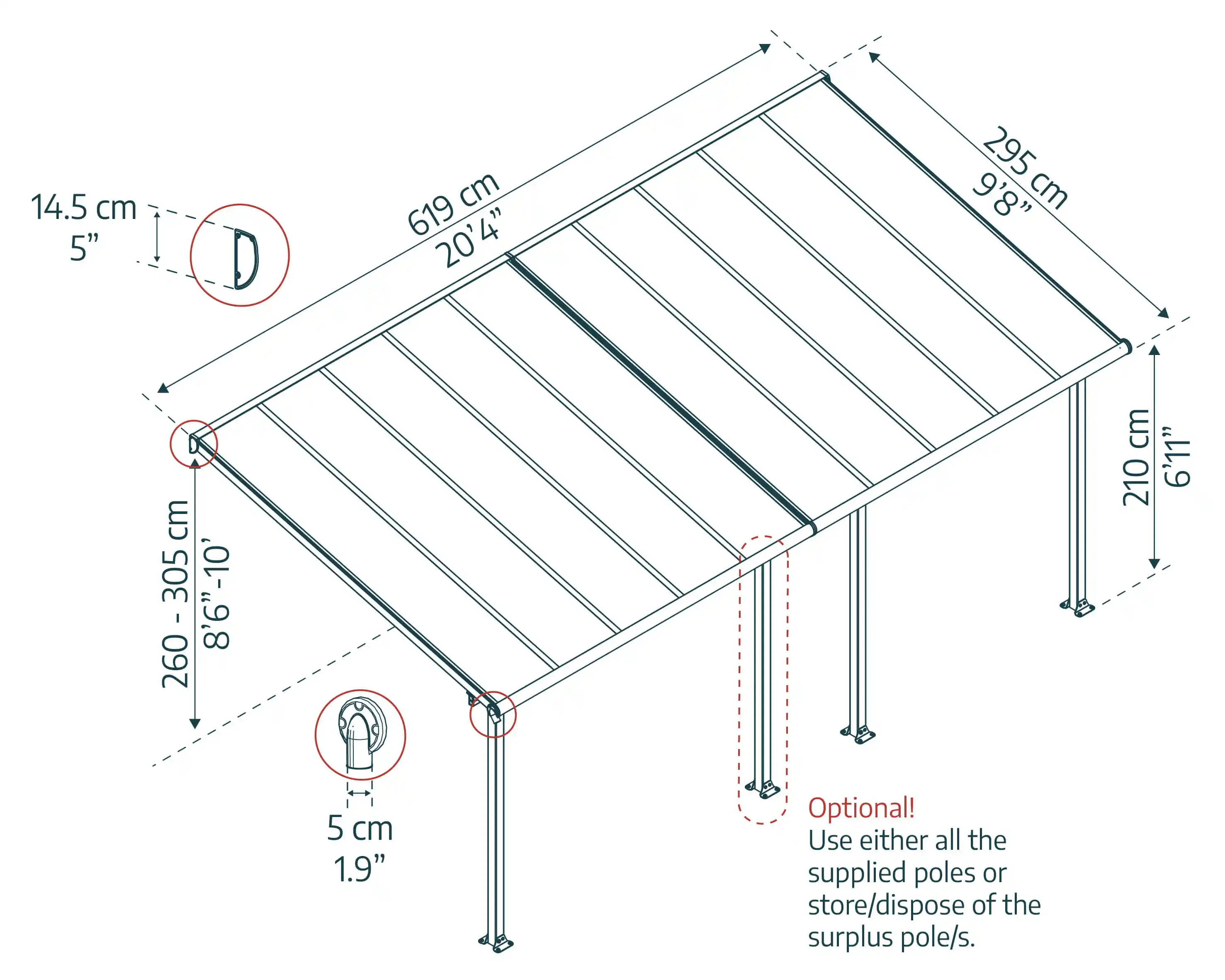 Canopia Olympia 619X294 cm Terrasoverkapping Wit Helder