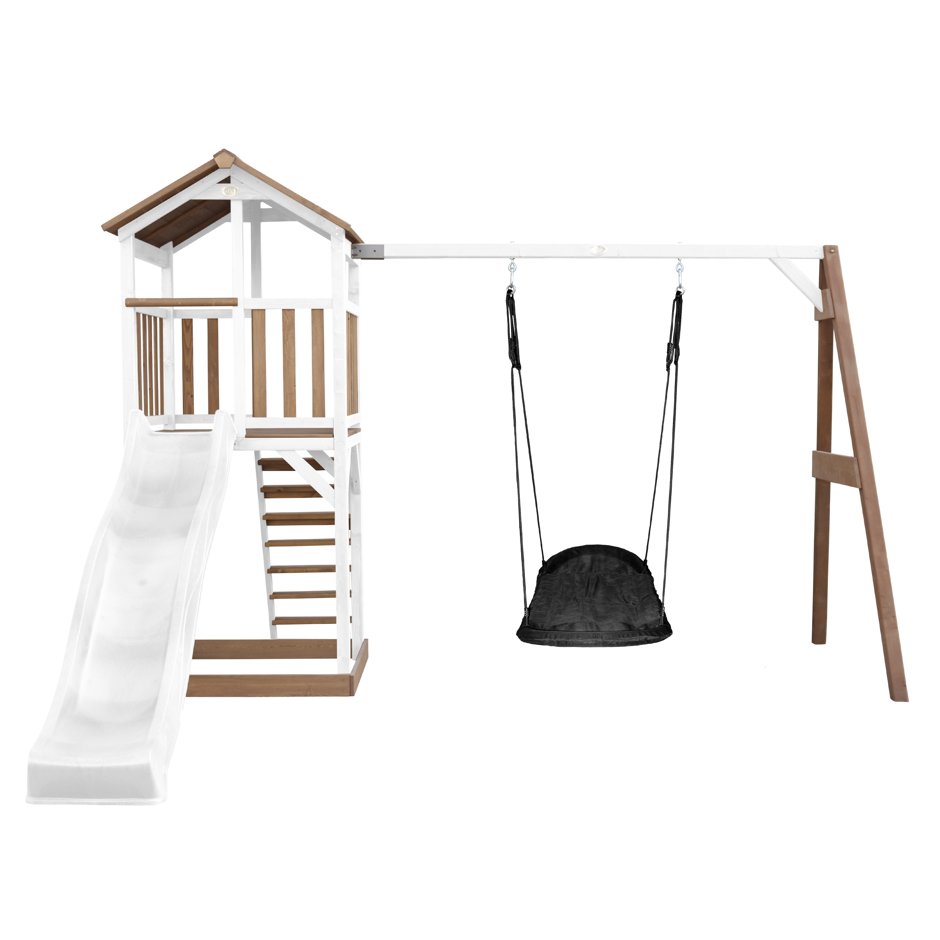 AXI Beach Tower with Roxy Nest Swing Set Brown/White - White Slide-8717973939276 AXI Beach Tower with Roxy Nest Swing Set Brown/White - White Slide