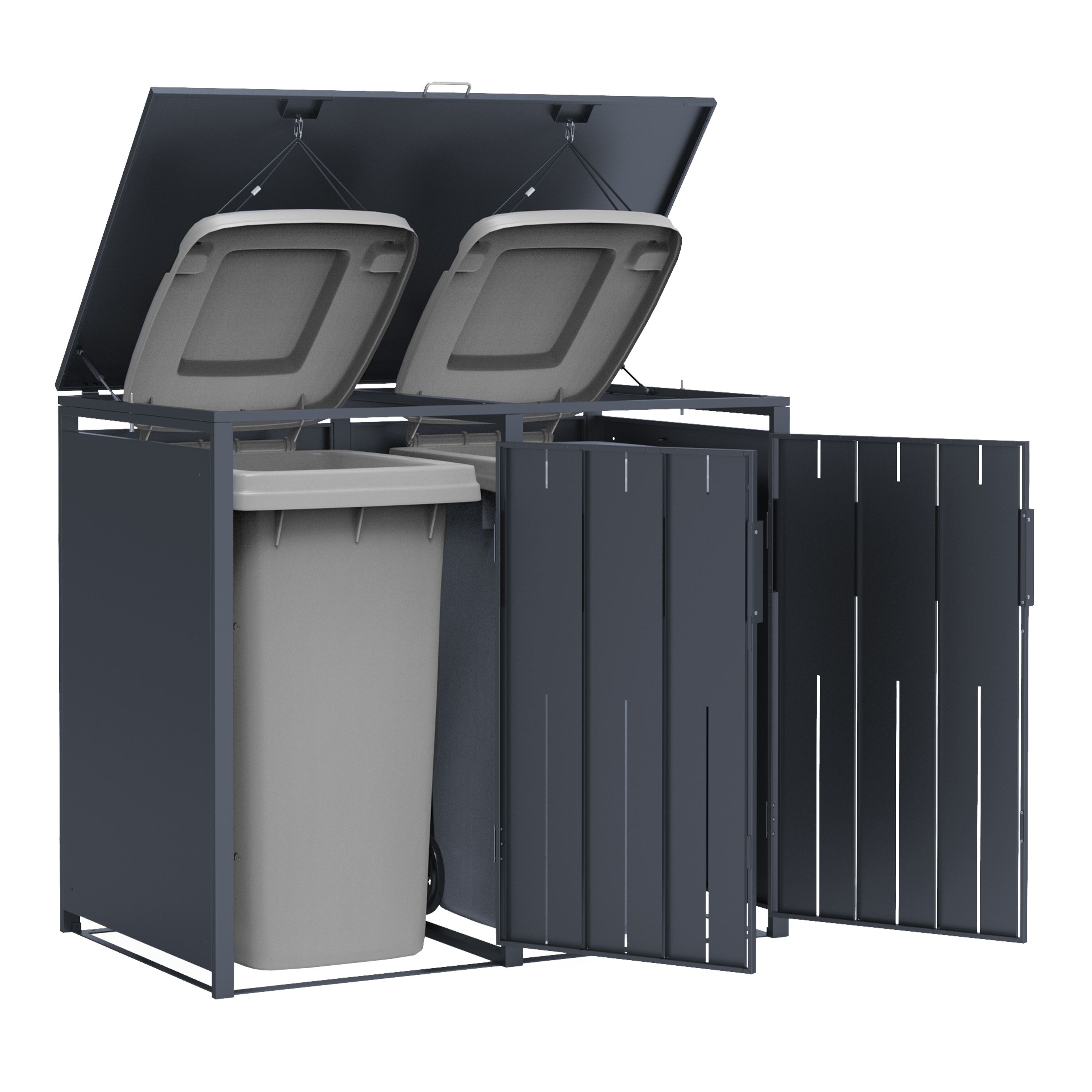 AXI Luke Metal Garbage Bin Shed - 2 Garbage Bins