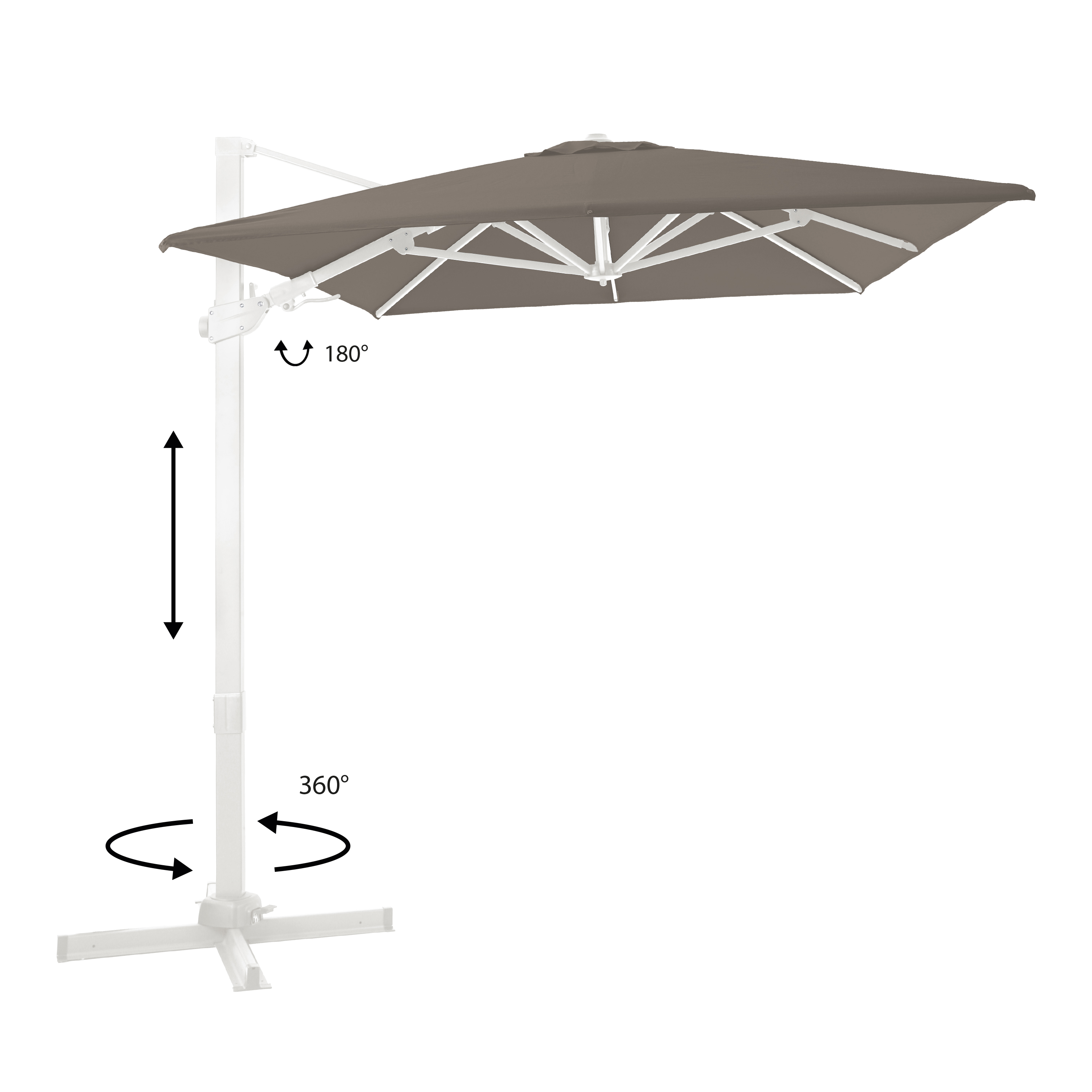 AXI Milad Premium Zweefparasol 200x300cm Wit/taupe