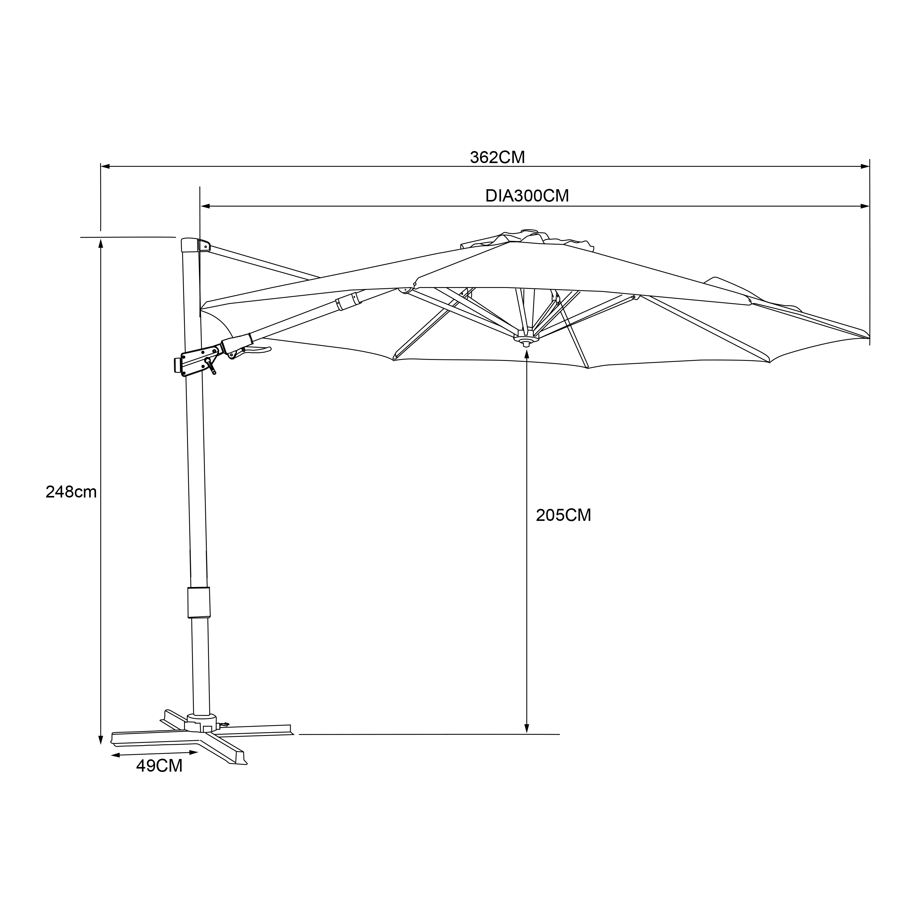 AXI Cyrus Premium Cantilever Parasol Ø 300cm Round - White/Beige