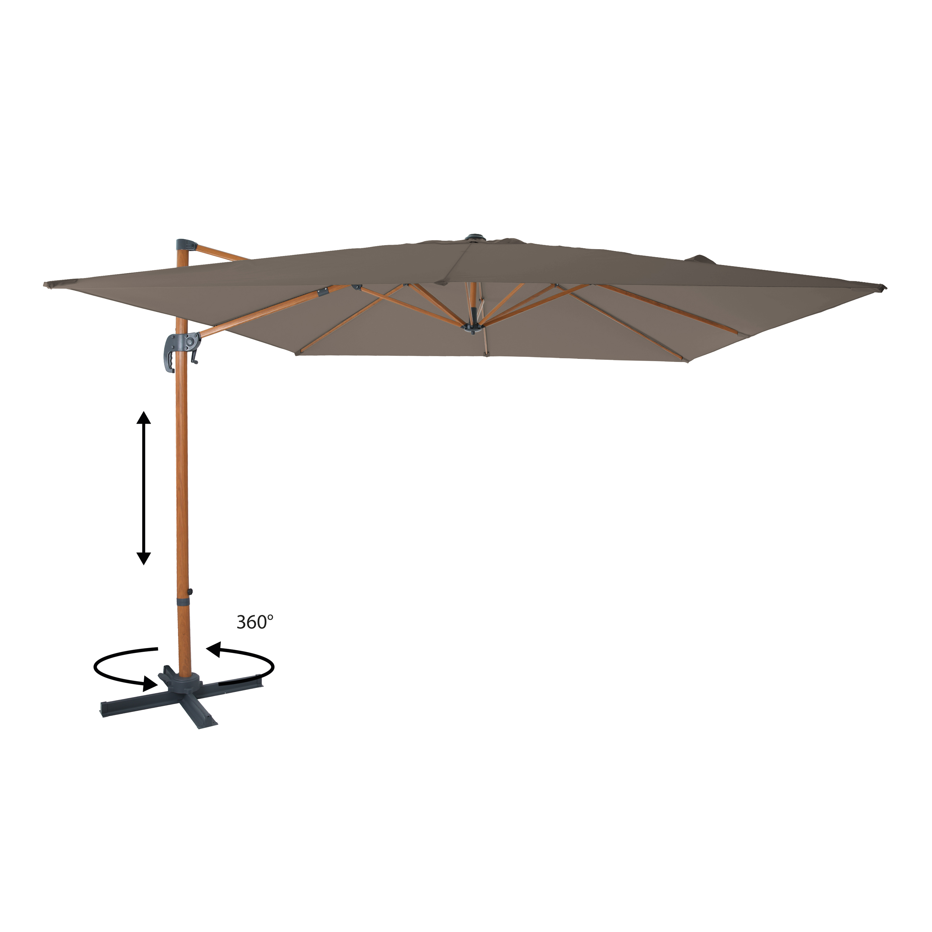 AXI Nima Zweefparasol 300x300 Houtlook/taupe 