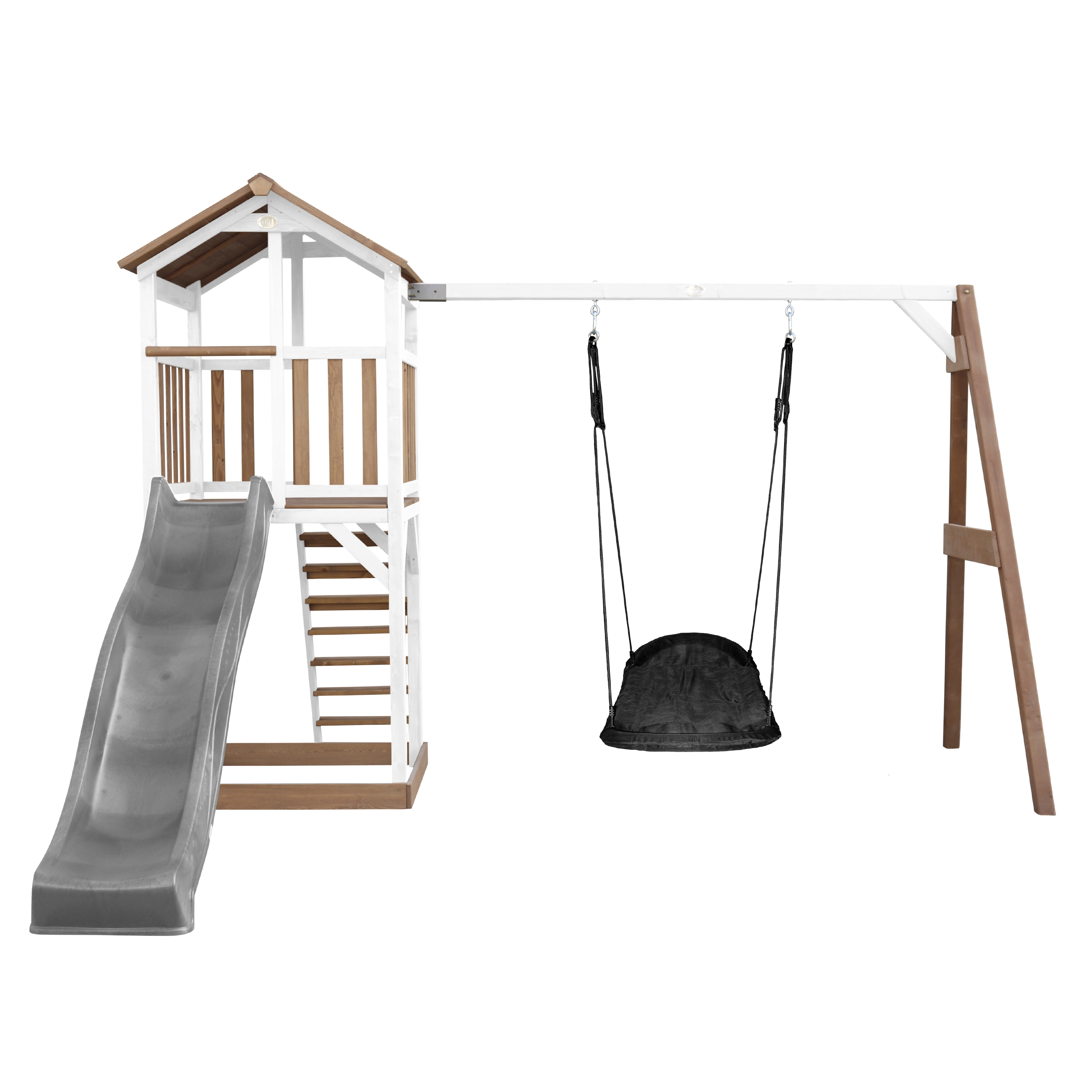 AXI Beach Tower with Roxy Nest Swing Set Brown/White - Grey Slide