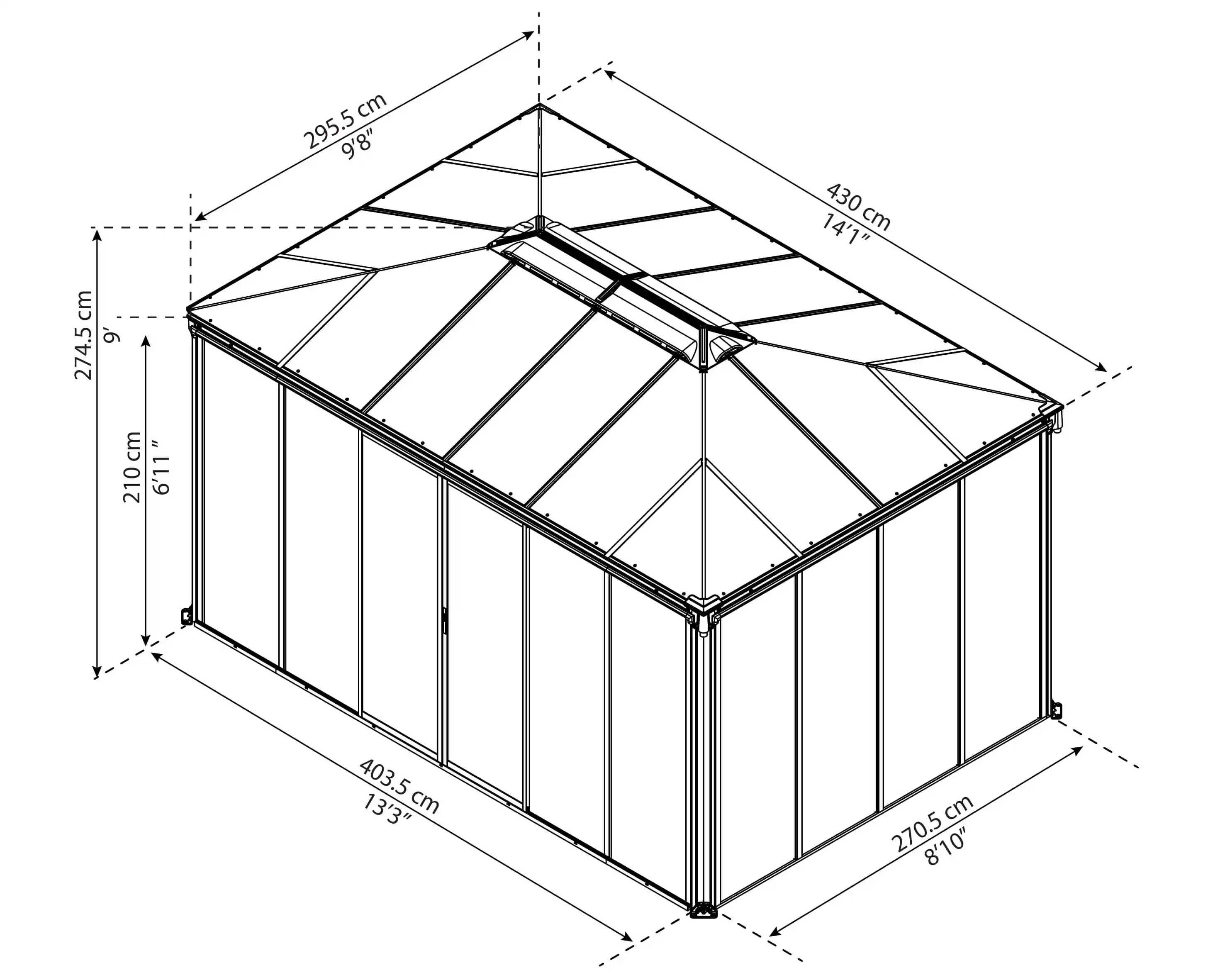Canopia Ledro 430X296 cm Gesloten tuinpaviljoen Donkergrijs Brons