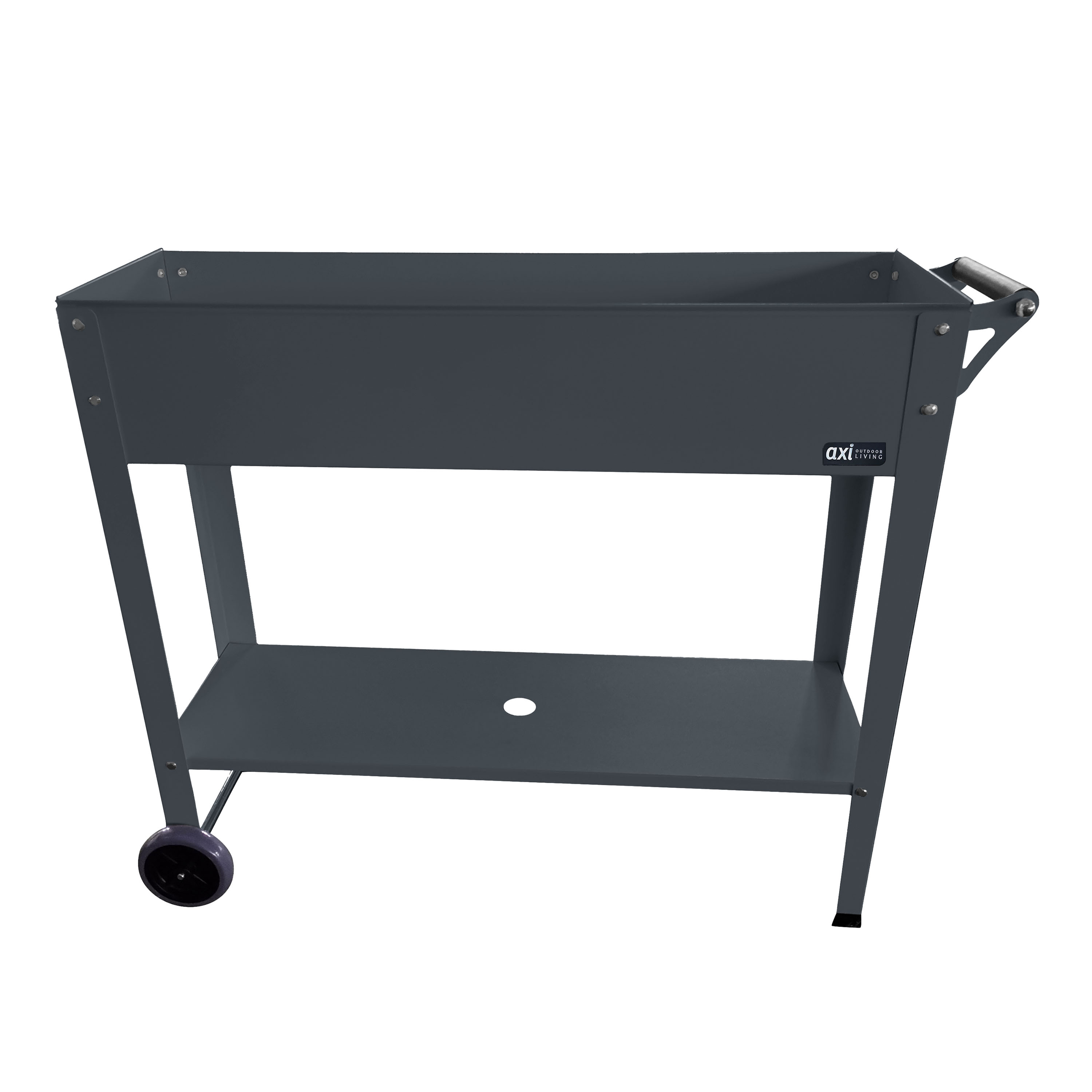 AXI Raised Planter with Wheels Metal Anthracite