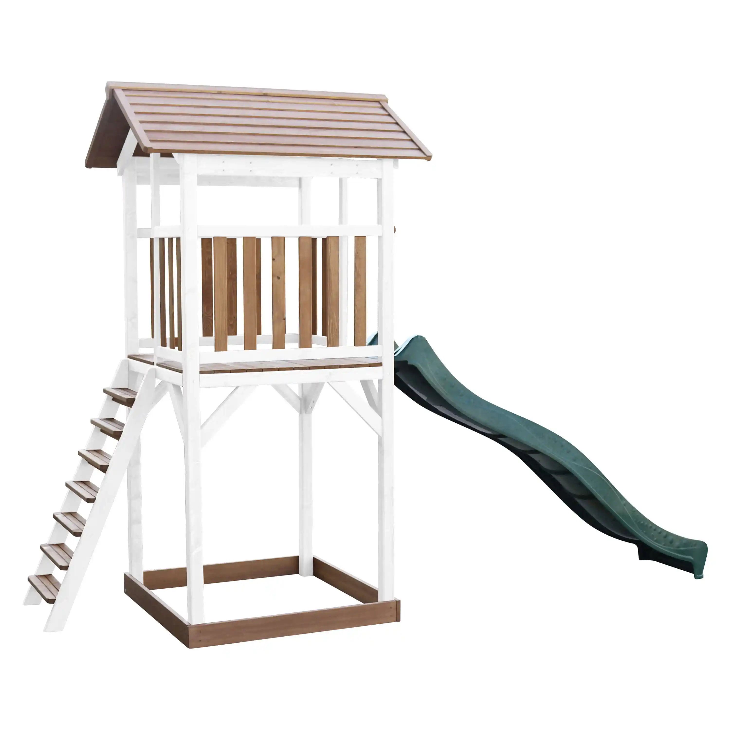 AXI Beach Tower Speeltoren Bruin/wit - Groene Glijbaan