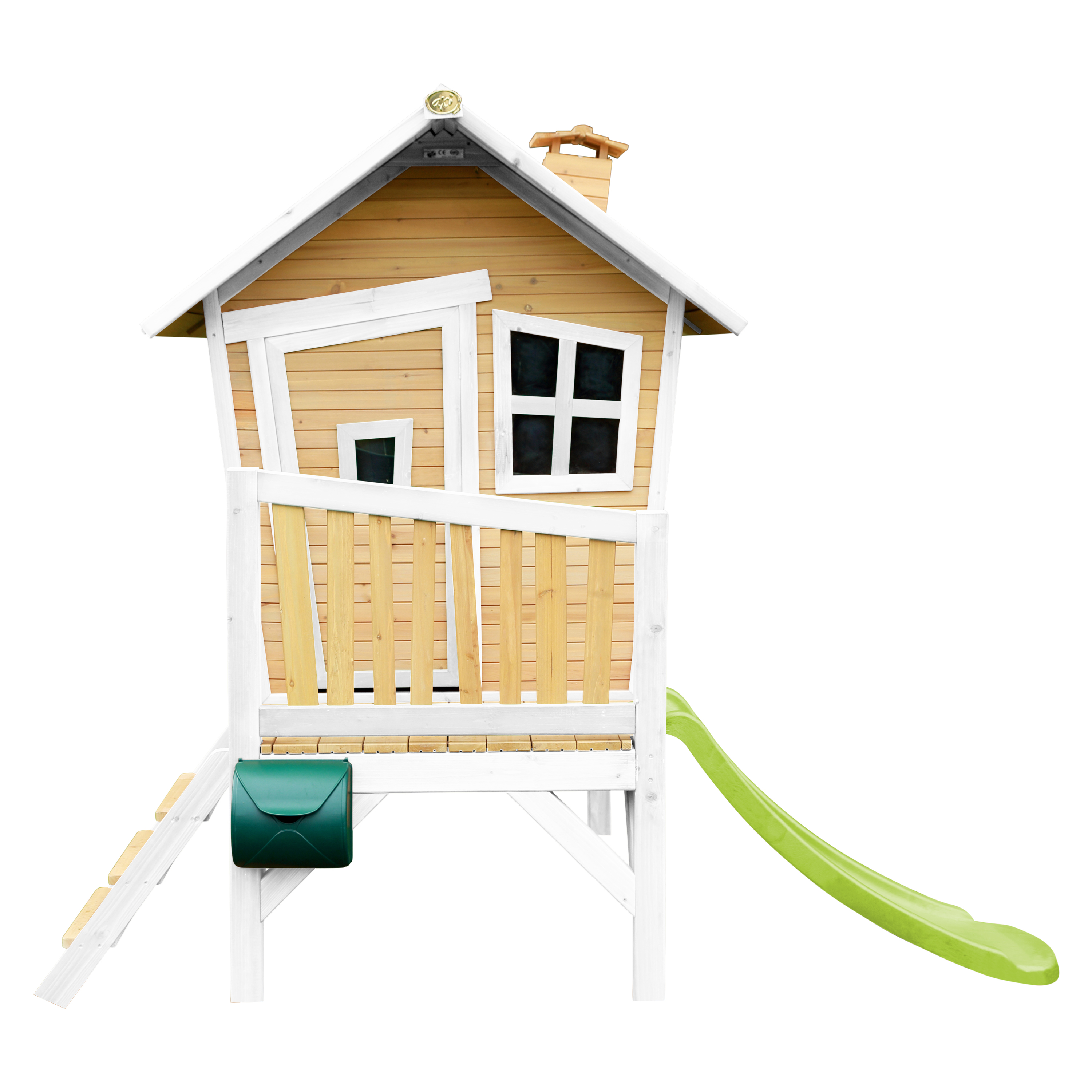 AXI Robin Playhouse Brown/White - Lime Green Slide
