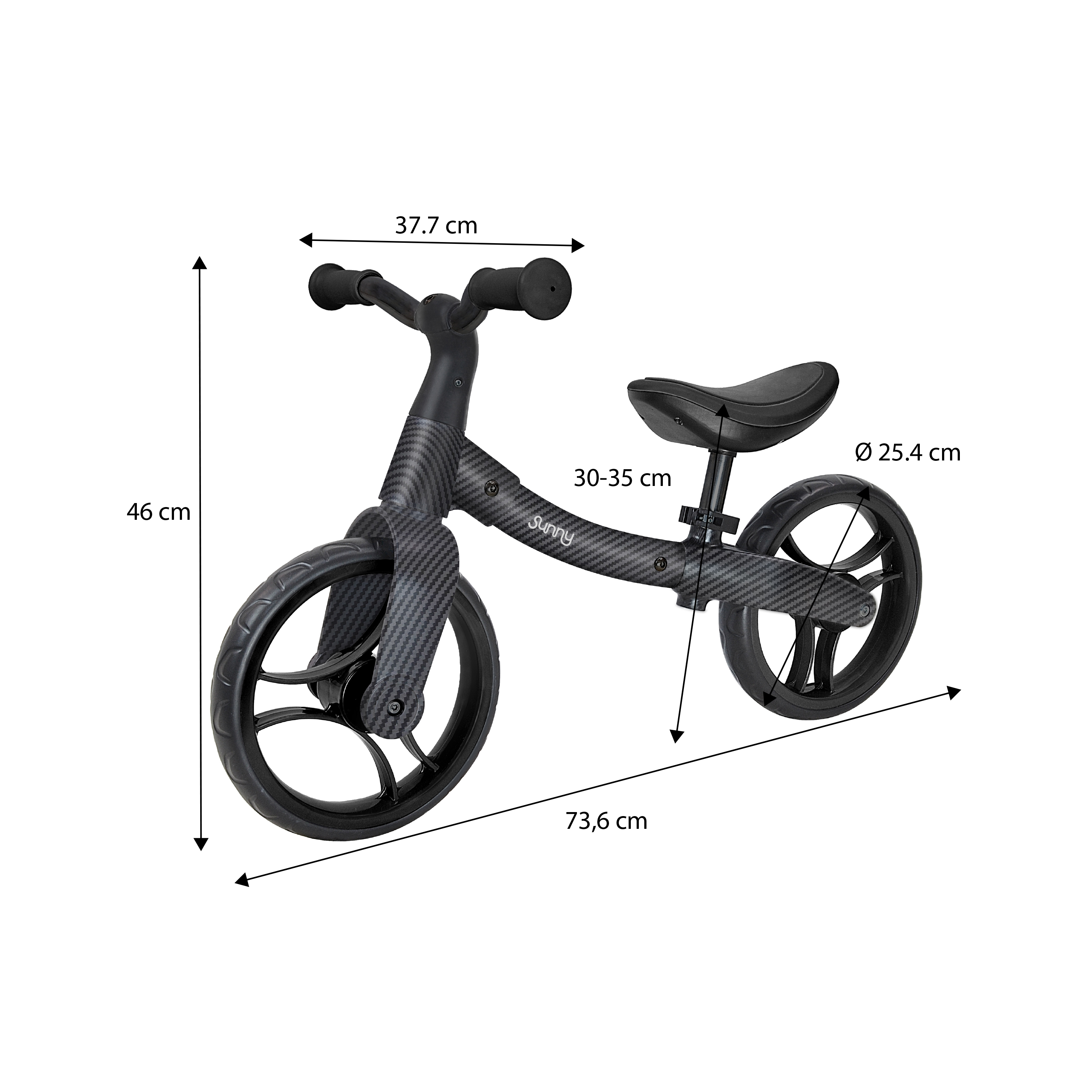 Sunny Balance Bike 3000 Metalen Loopfiets met Carbon Fiber Look