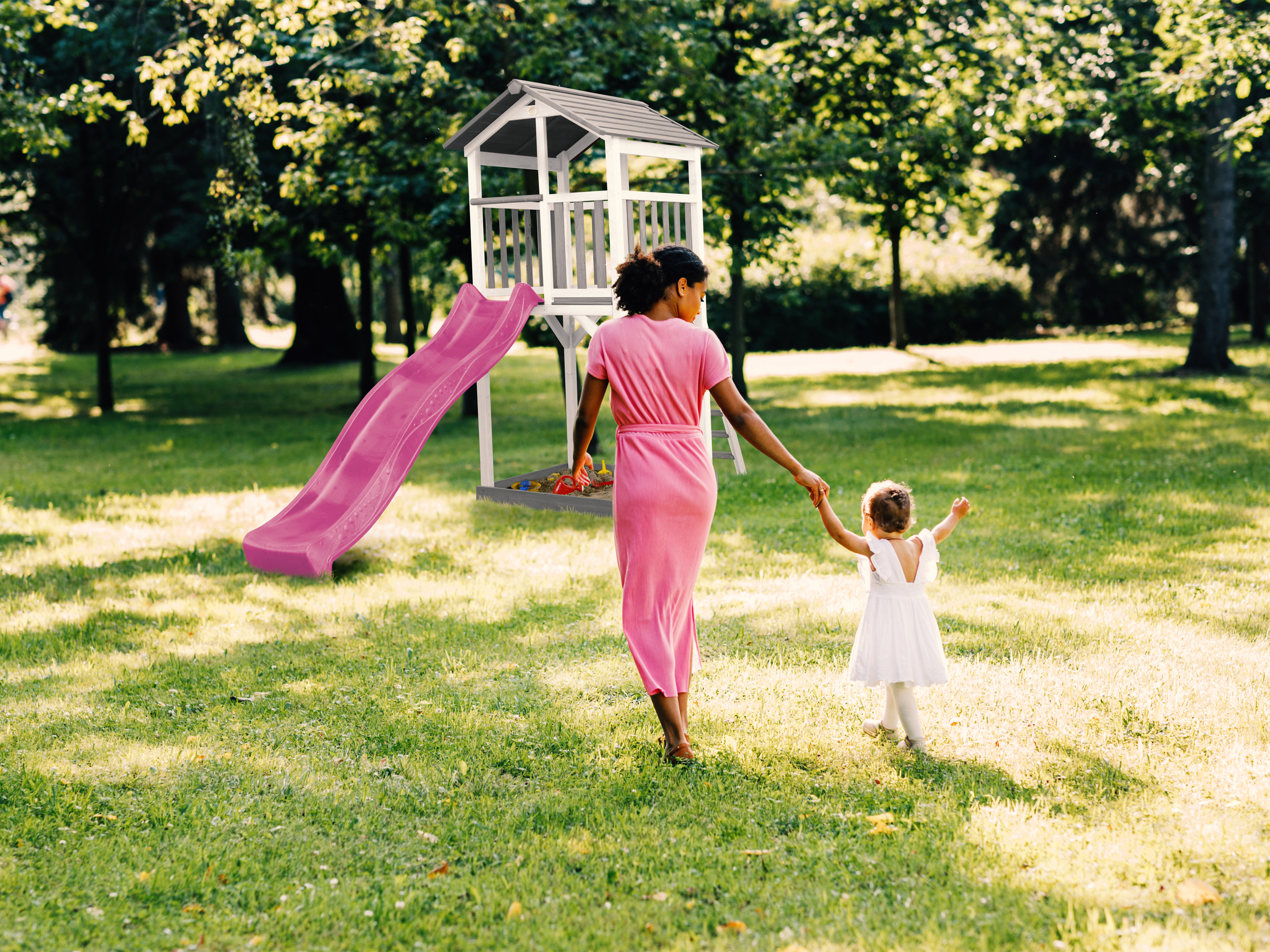 AXI Beach Tower Grey/White - Purple Slide