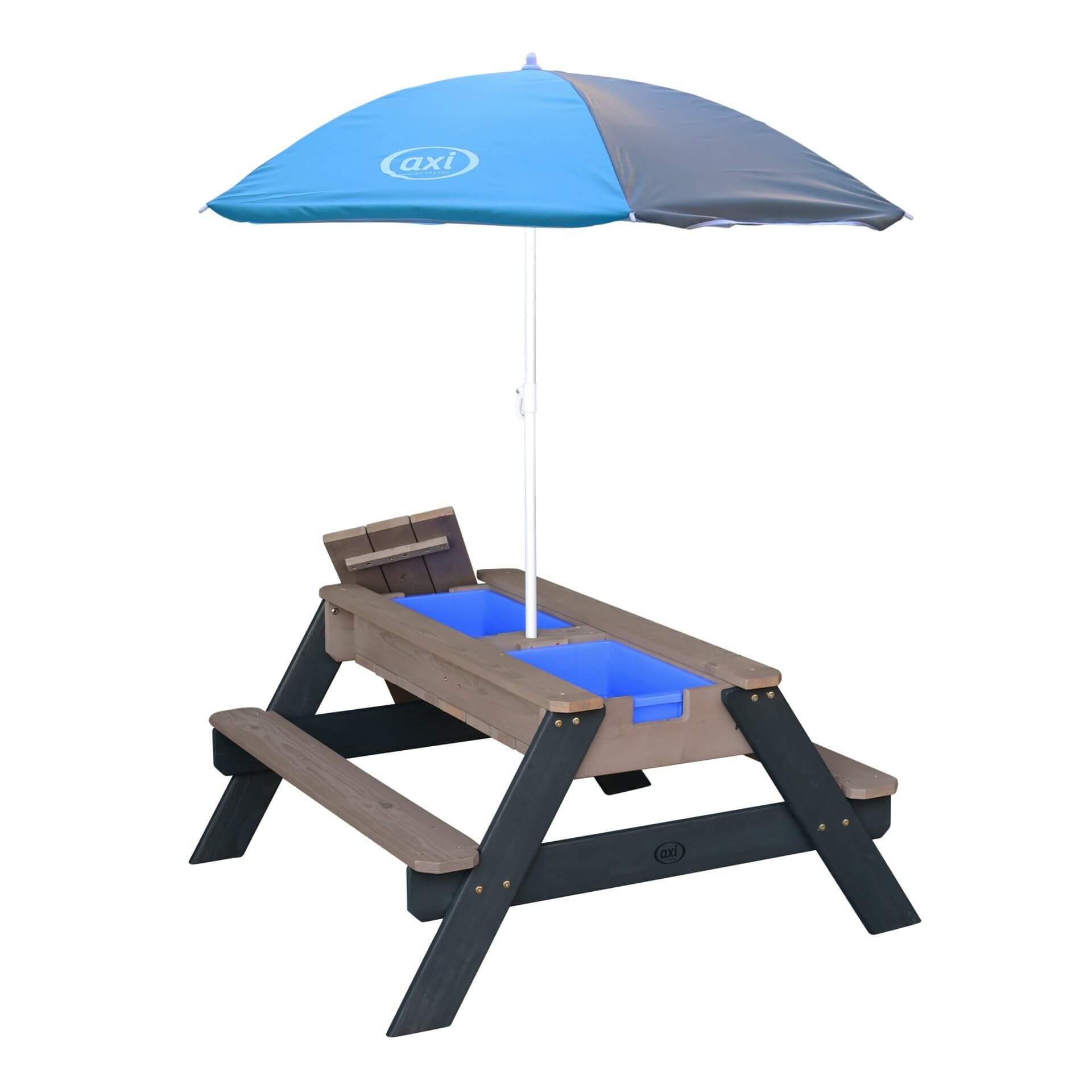 AXI Nick Zand & Water Picknicktafel Antraciet/grijs - Parasol Grijs/blauw