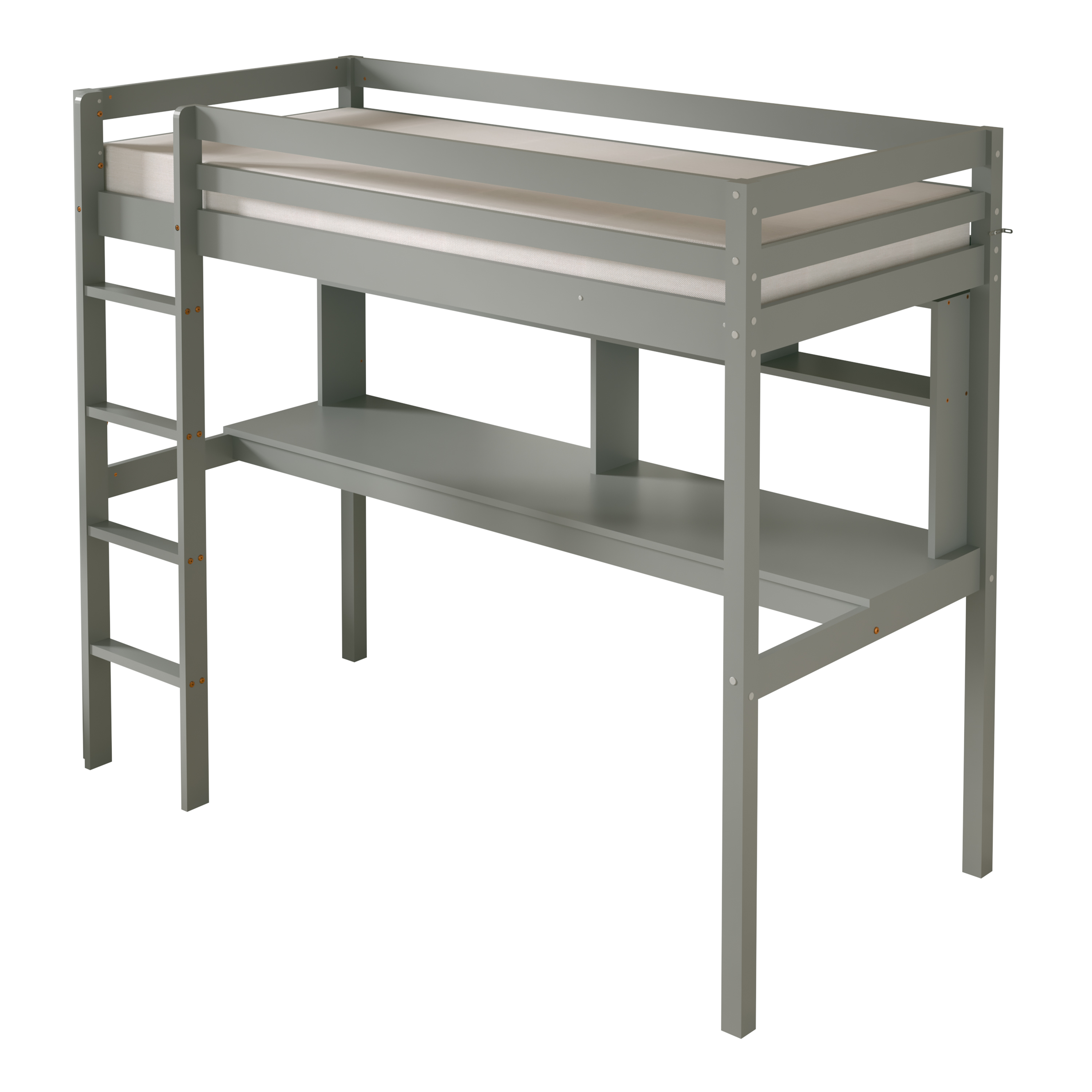 Sunny Sil Loft Bed with Desk Grey – With Mattress
