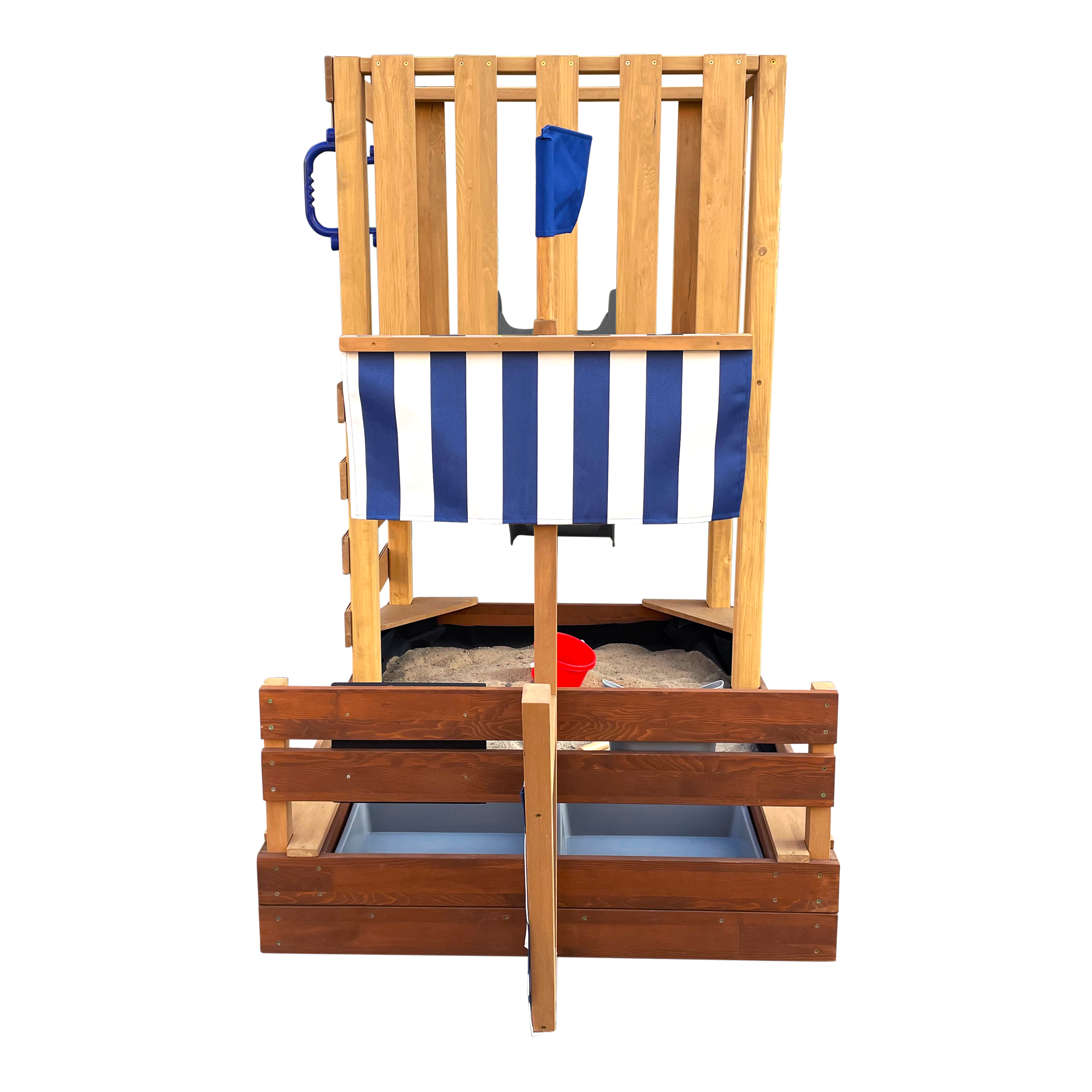 AXI Vicky Climbing Frame with Sandbox. Play Kitchen & Chalkboard – Grey Slide