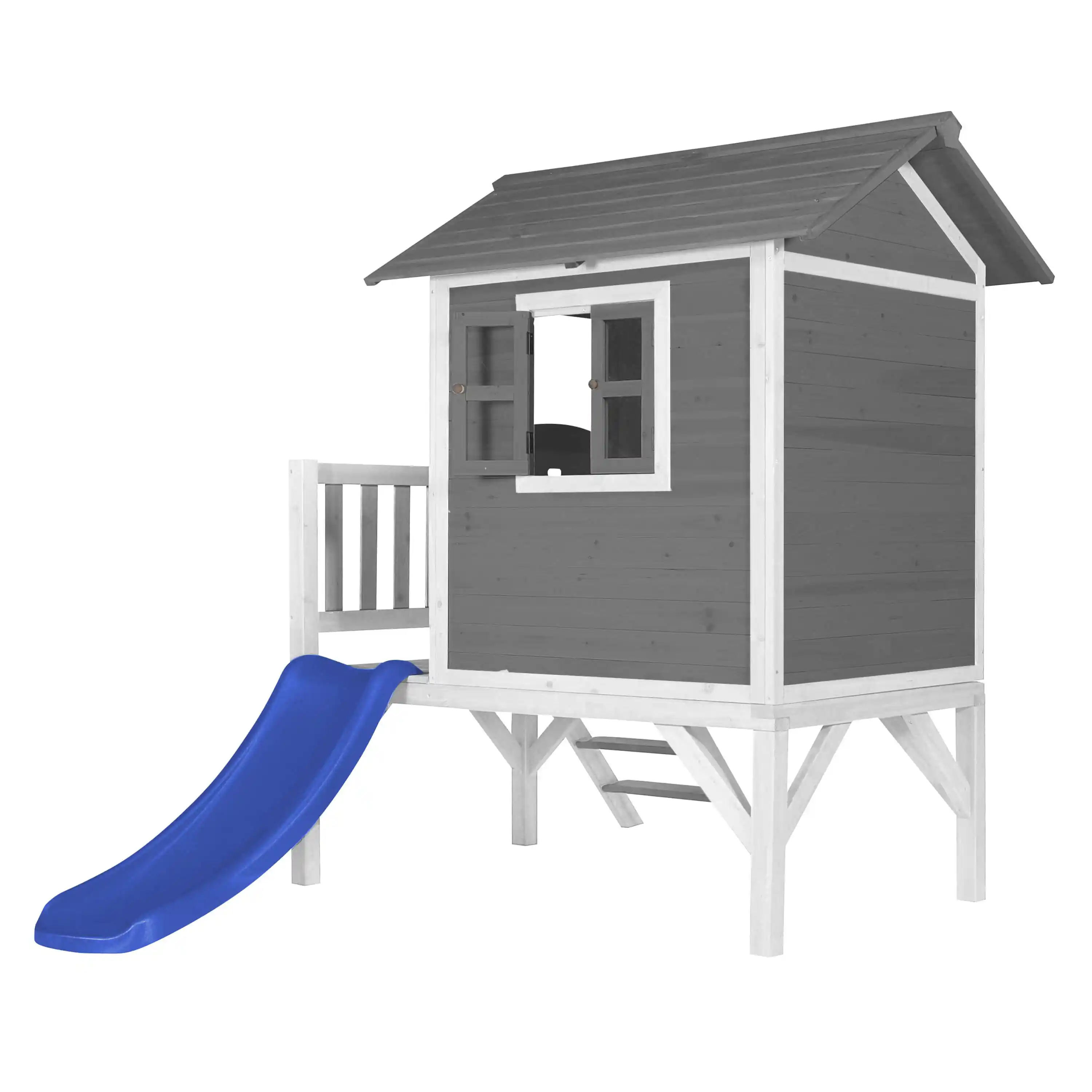 AXI Lodge XL Speelhuis Cool Grijs - Blauwe Glijbaan