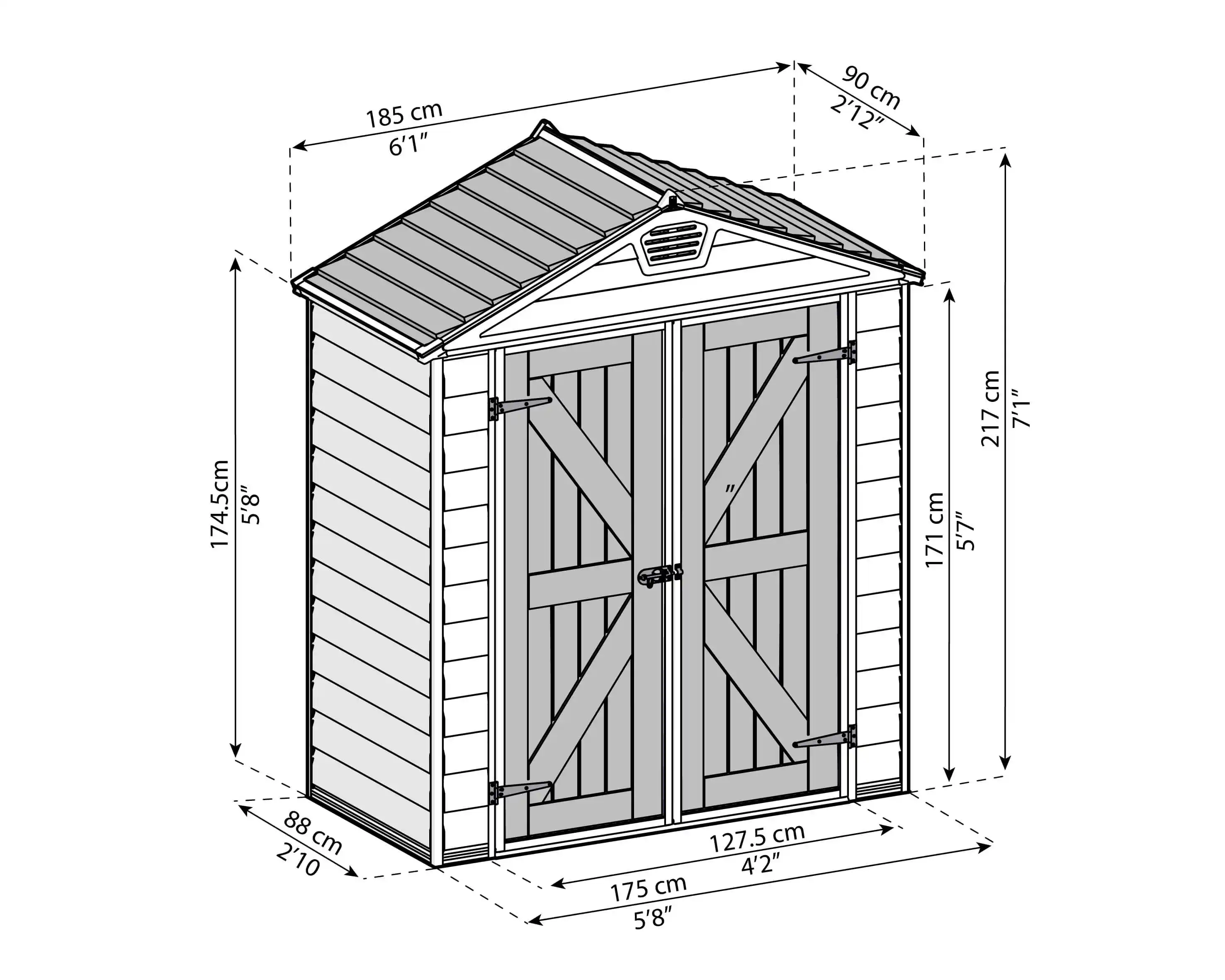 Canopia Skylight 90X185X217 cm Openlucht schuur voor tuin Donkergrijs Deco