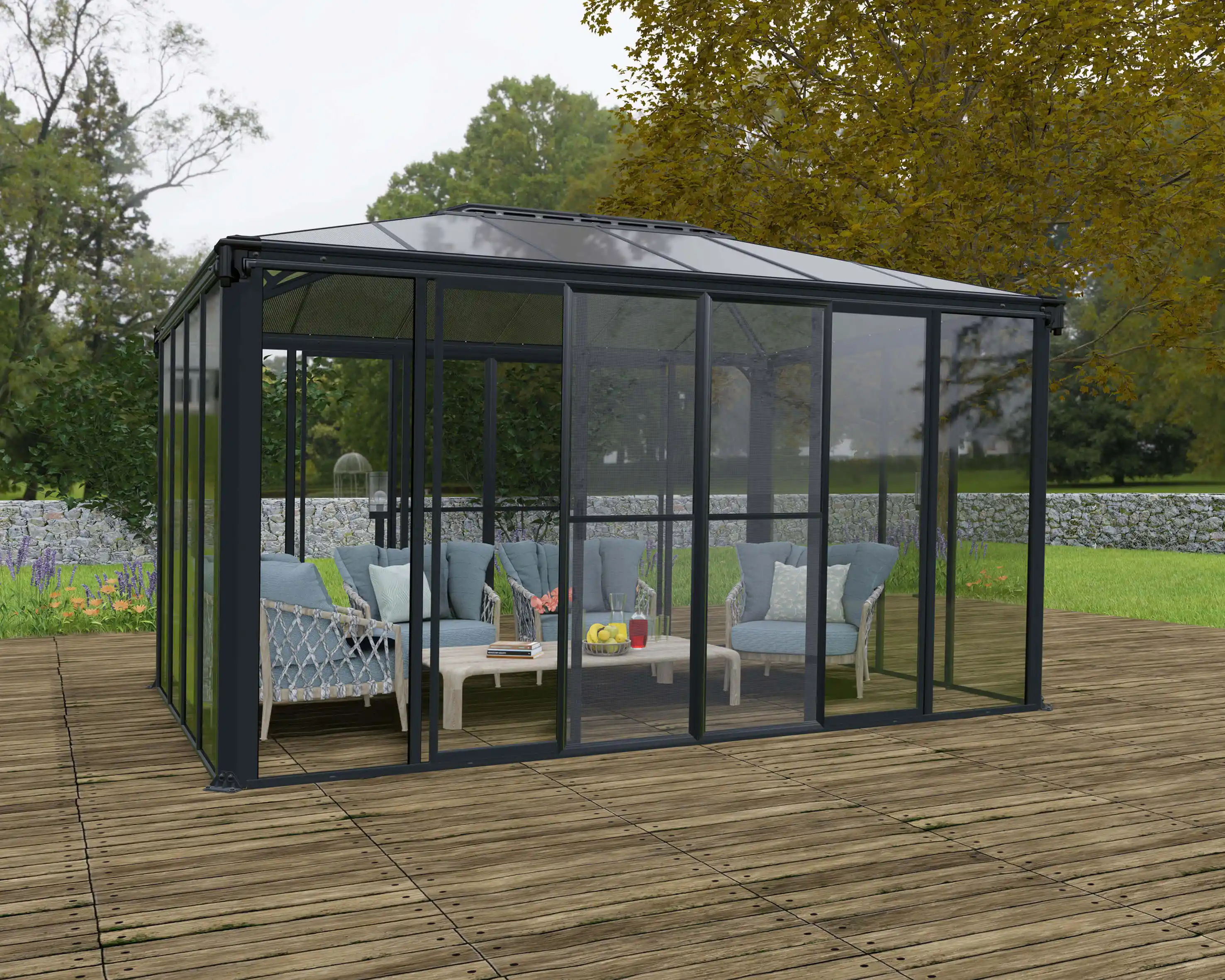 Canopia Ledro 430X296 cm Gesloten tuinpaviljoen Donkergrijs Brons