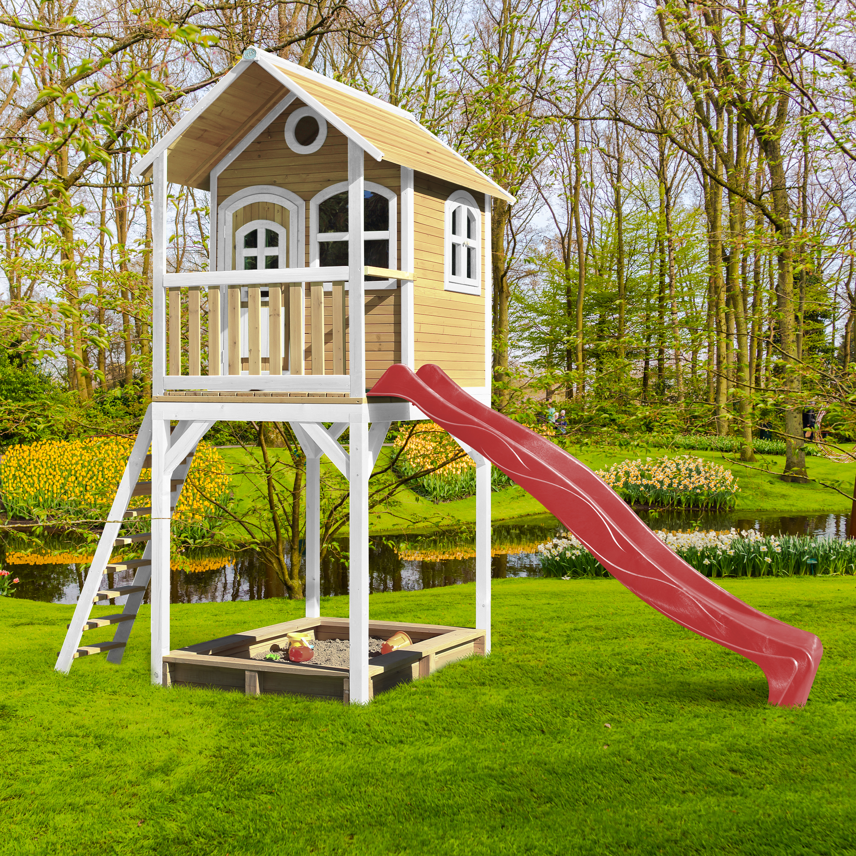 AXI Romy Playhouse Brown/White - Red Slide