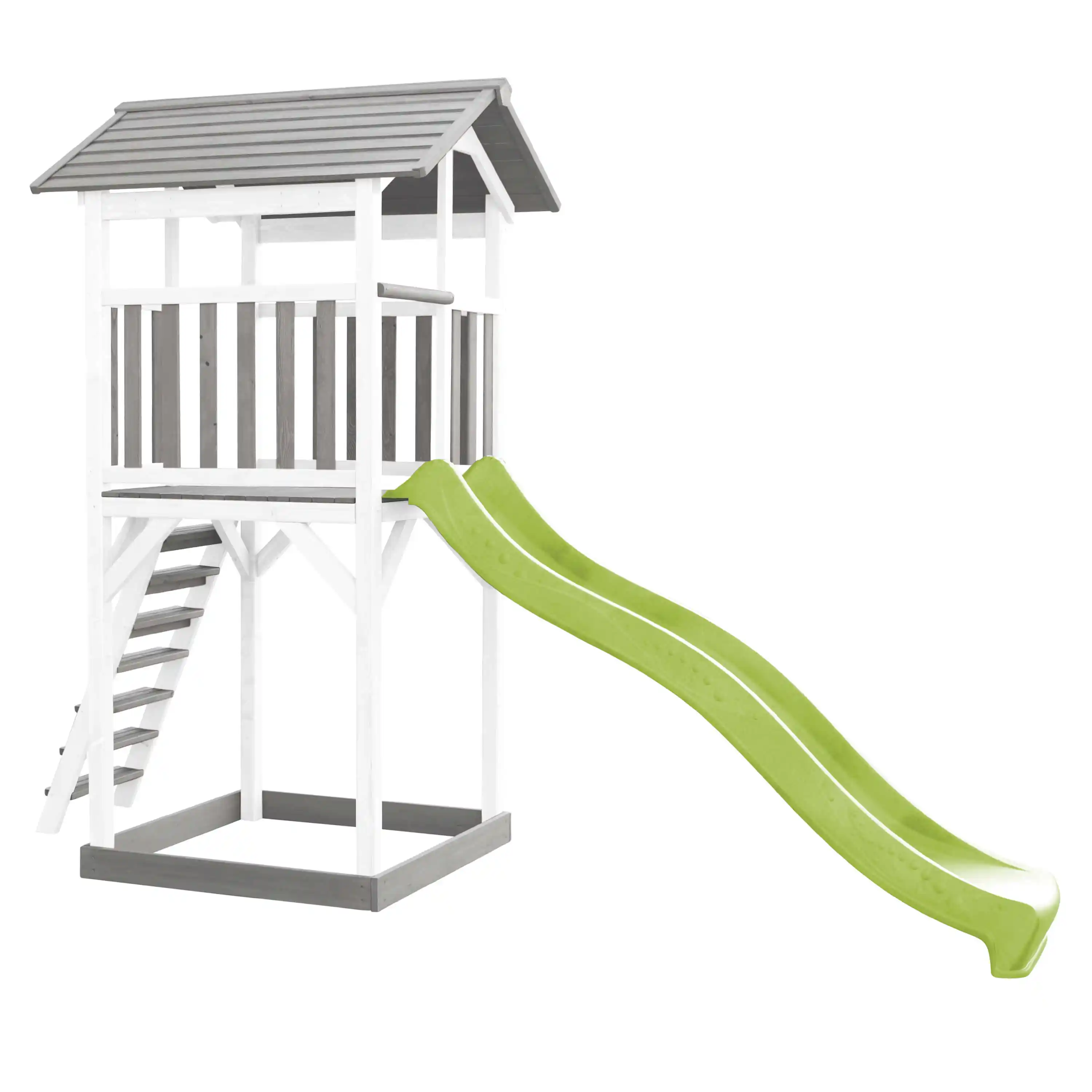AXI Beach Tower Speeltoren Grijs/wit - Limoen groene glijbaan